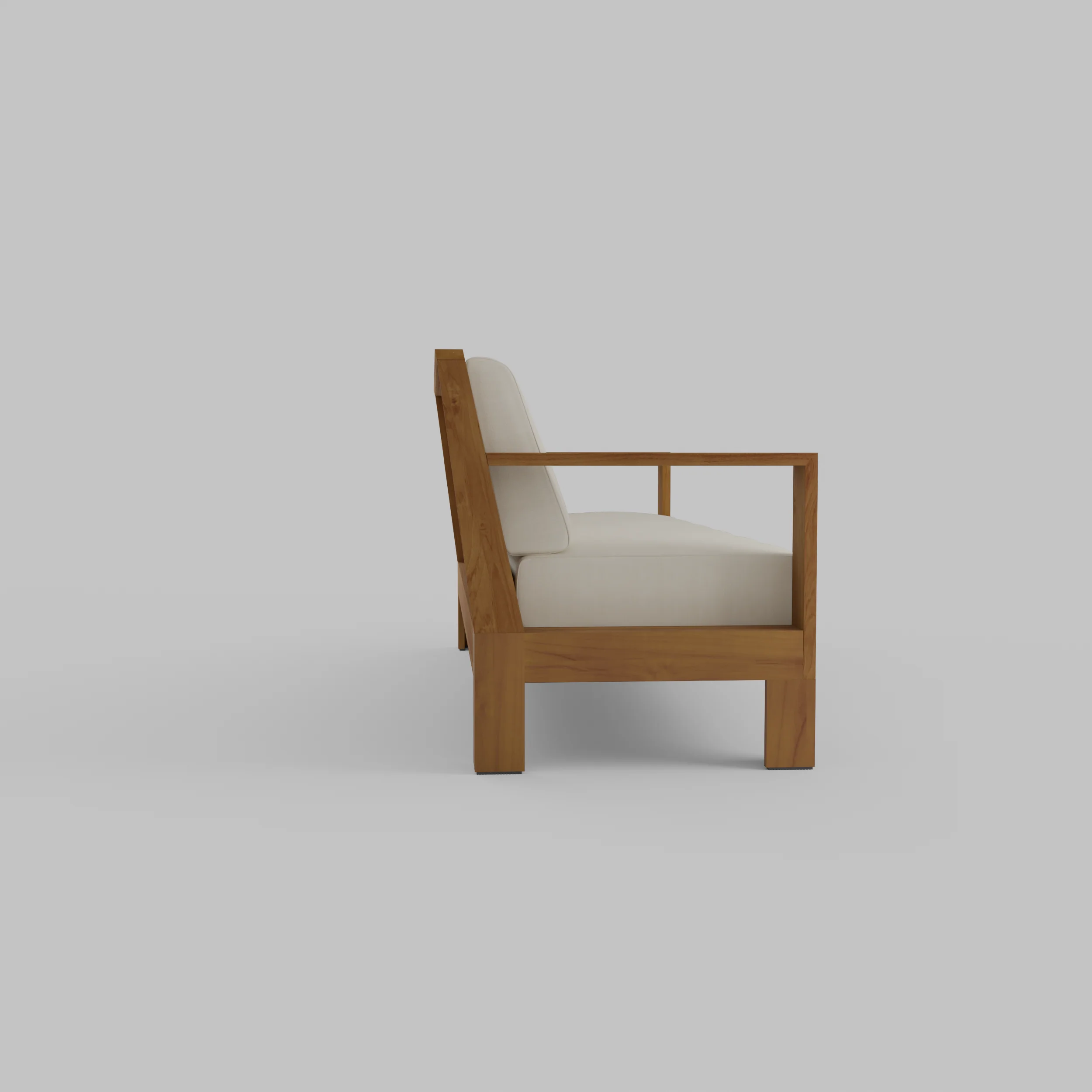 Logan Teak Wood Patio Sofa with Sunbrella Vellum Cushion - Image 25