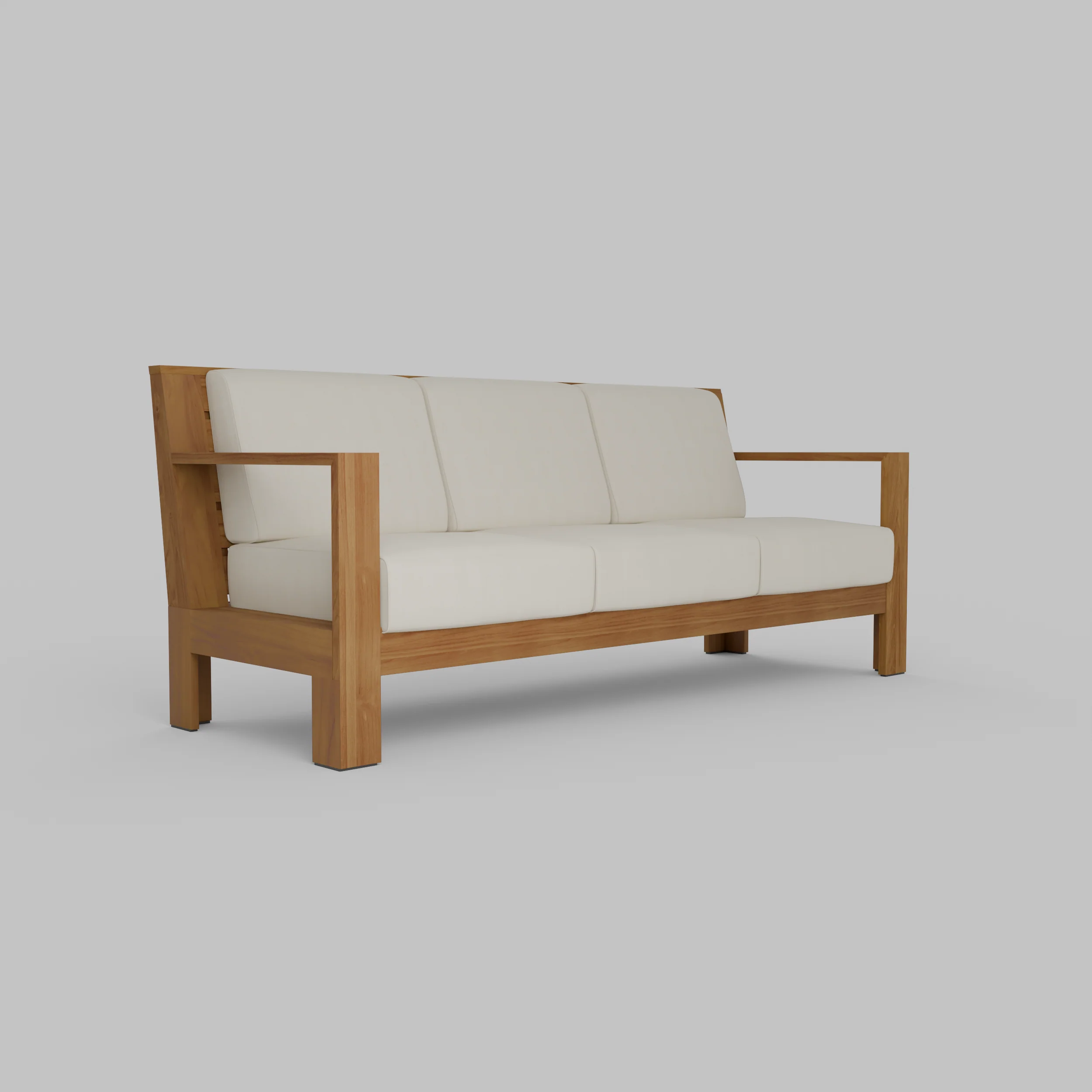 Logan Teak Wood Patio Sofa with Sunbrella Vellum Cushion - Image 30