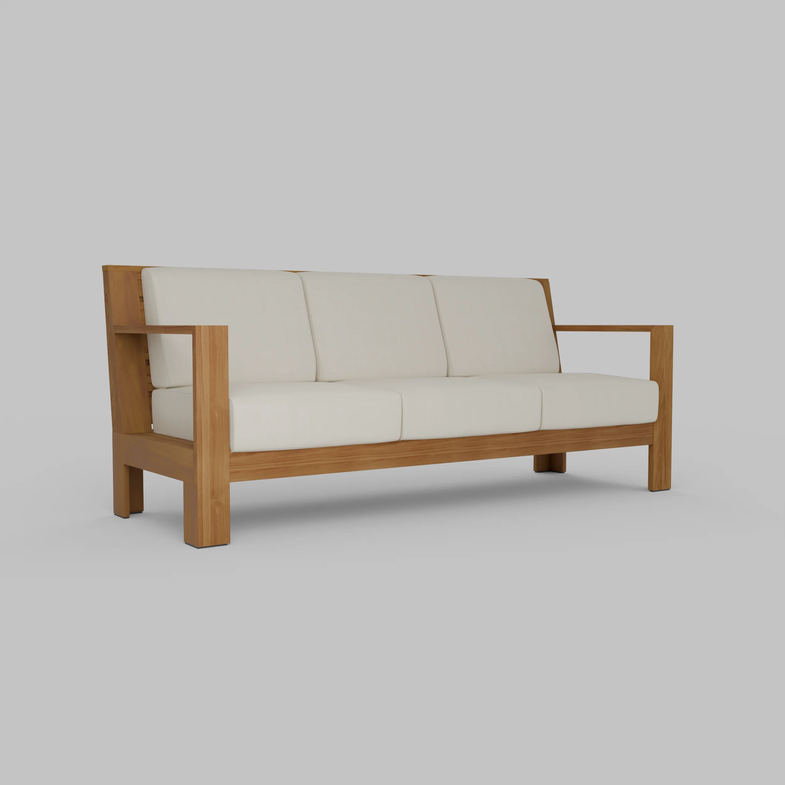 Logan Teak Wood Patio Sofa with Sunbrella Vellum Cushion - Image 53