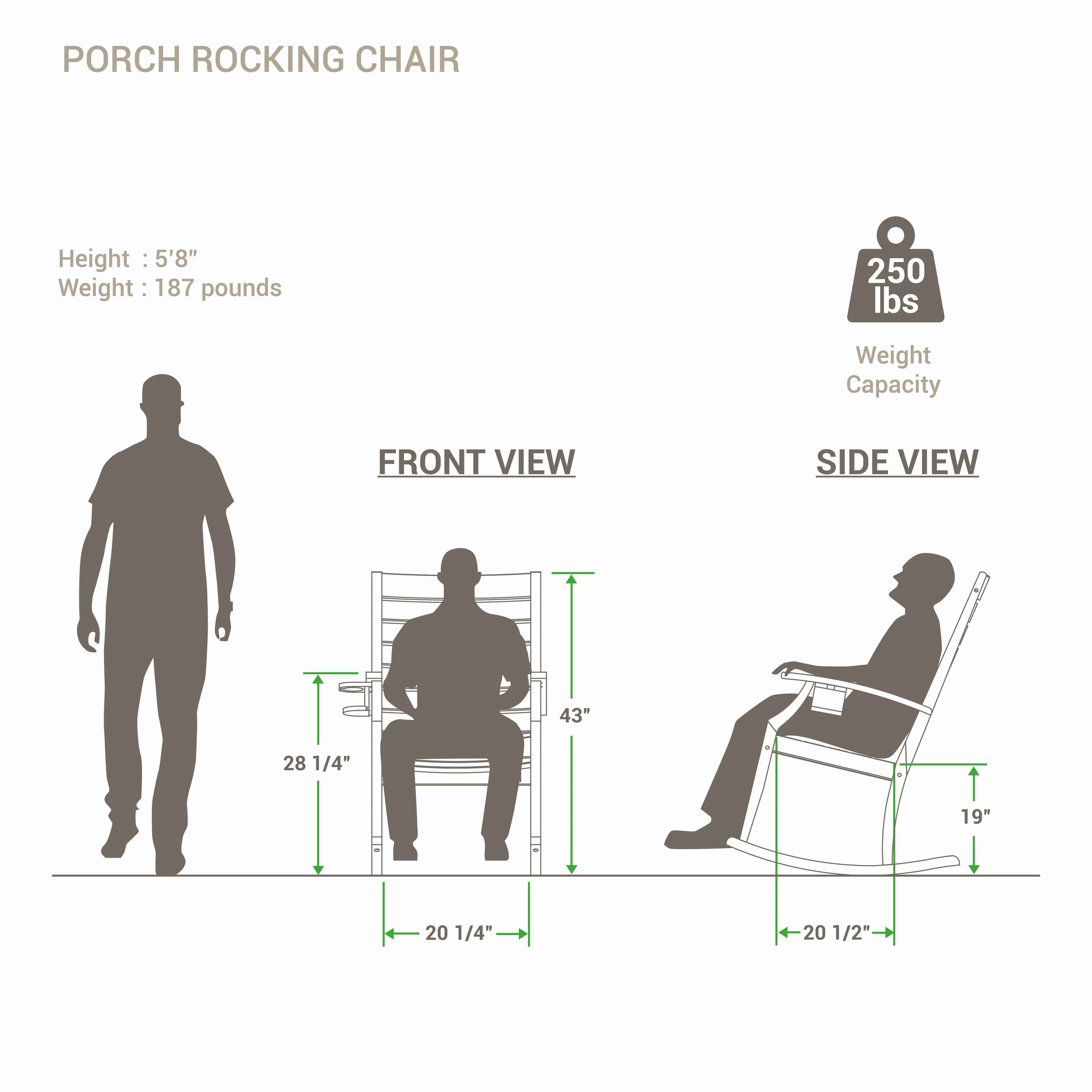 Logan Teak Wood Porch Rocking Chair with Cup Holder - Image 11