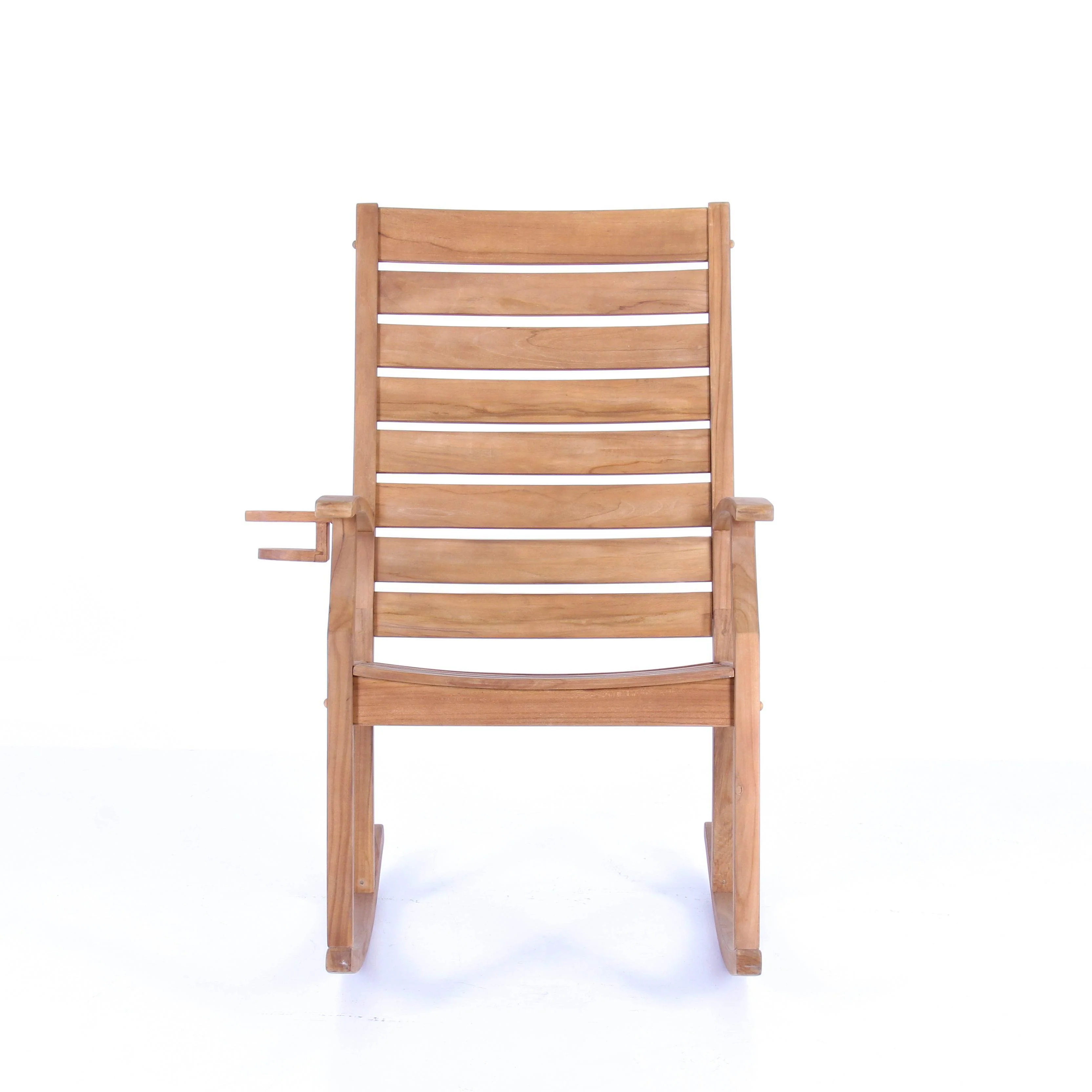Logan Teak Wood Porch Rocking Chair with Cup Holder - Image 14