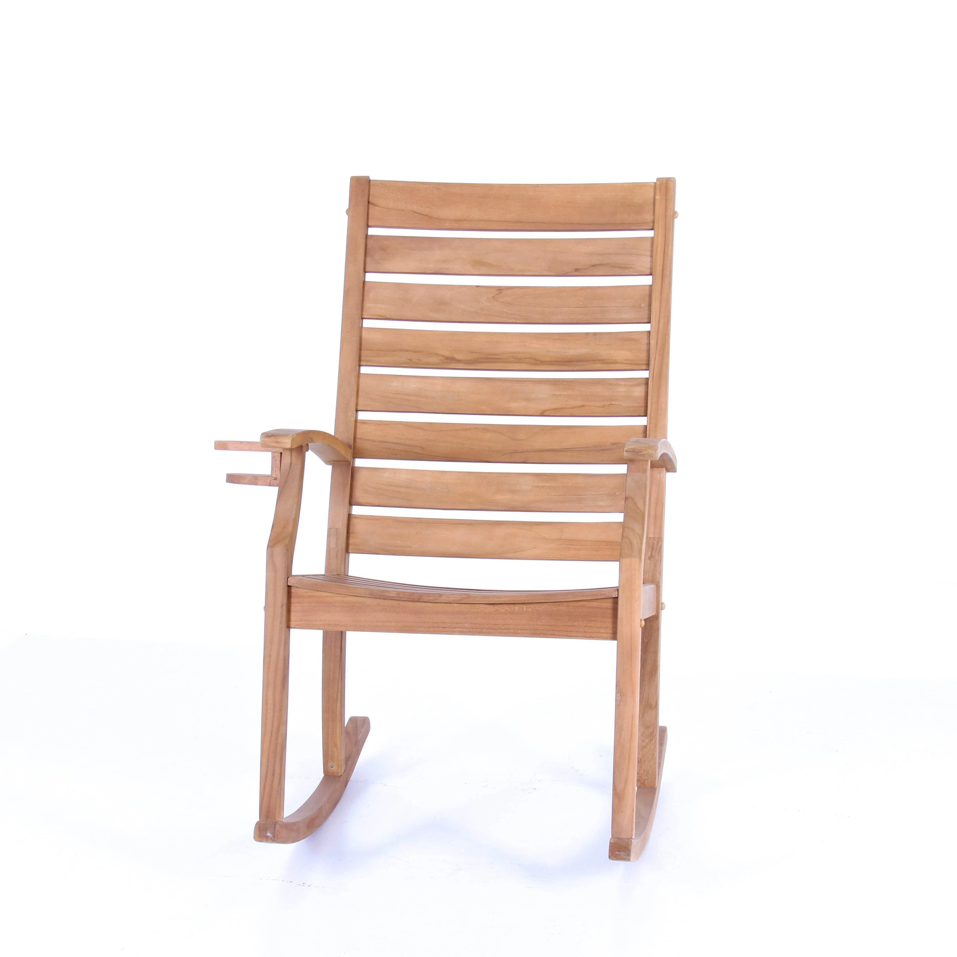 Logan Teak Wood Porch Rocking Chair with Cup Holder - Image 15