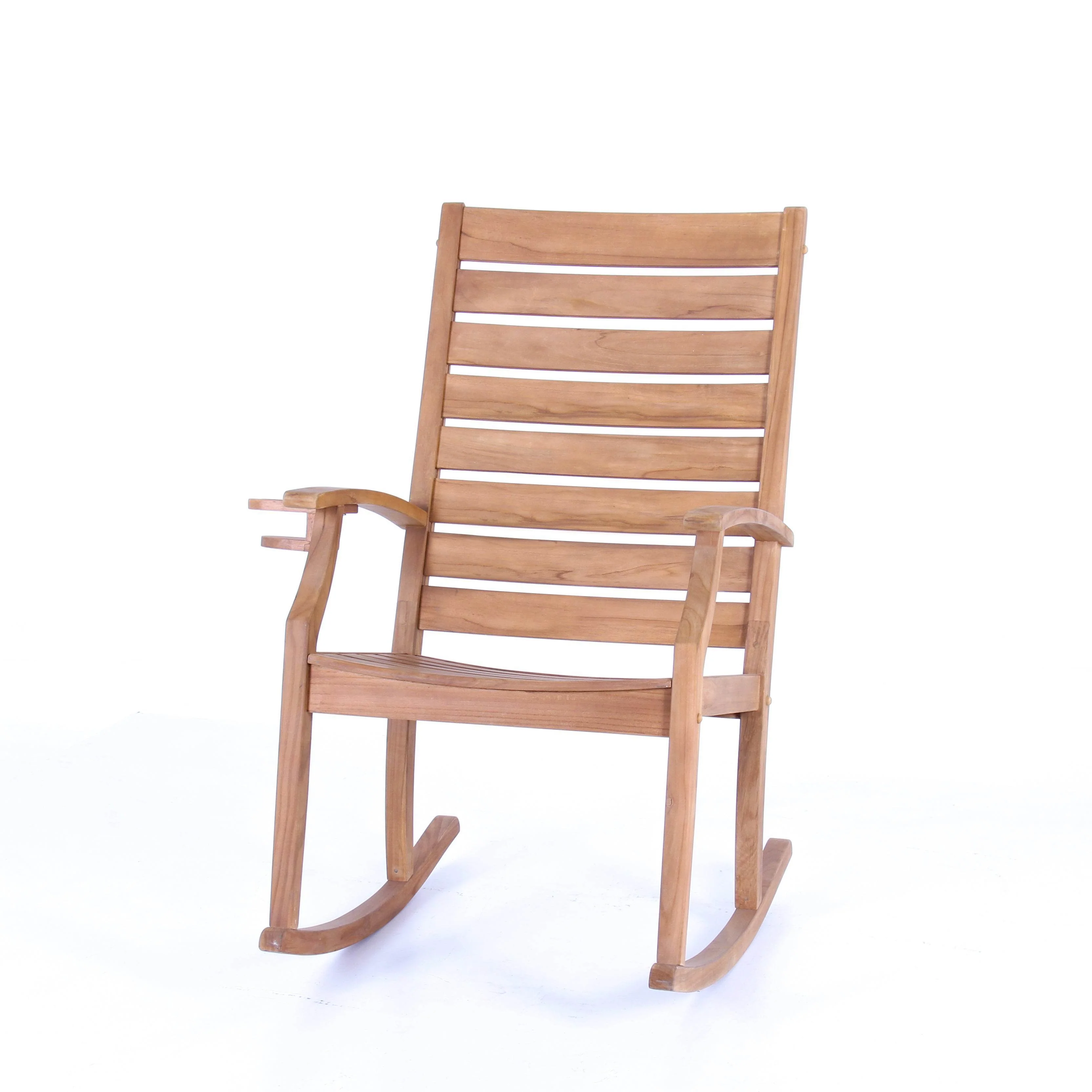 Logan Teak Wood Porch Rocking Chair with Cup Holder - Image 16