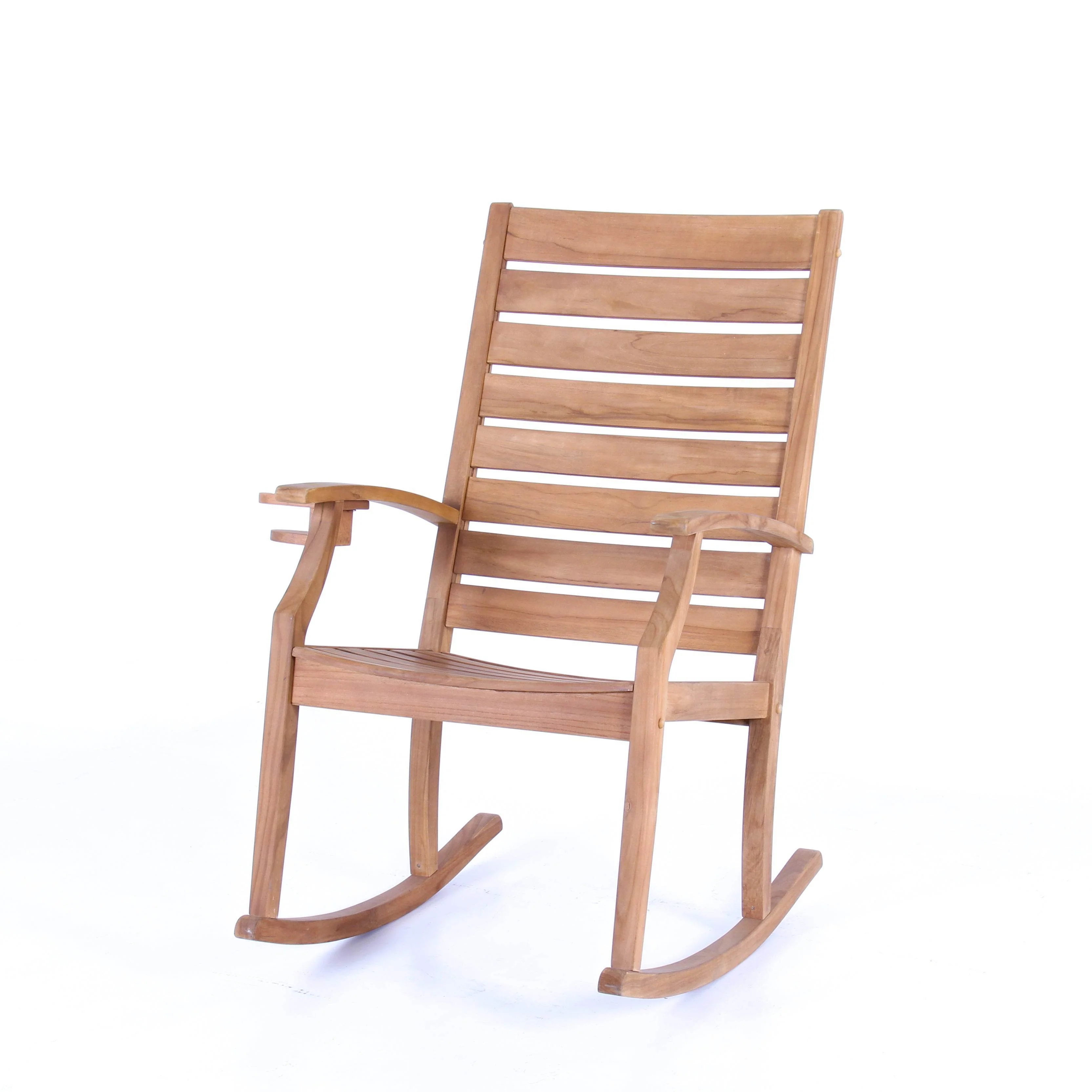 Logan Teak Wood Porch Rocking Chair with Cup Holder - Image 17