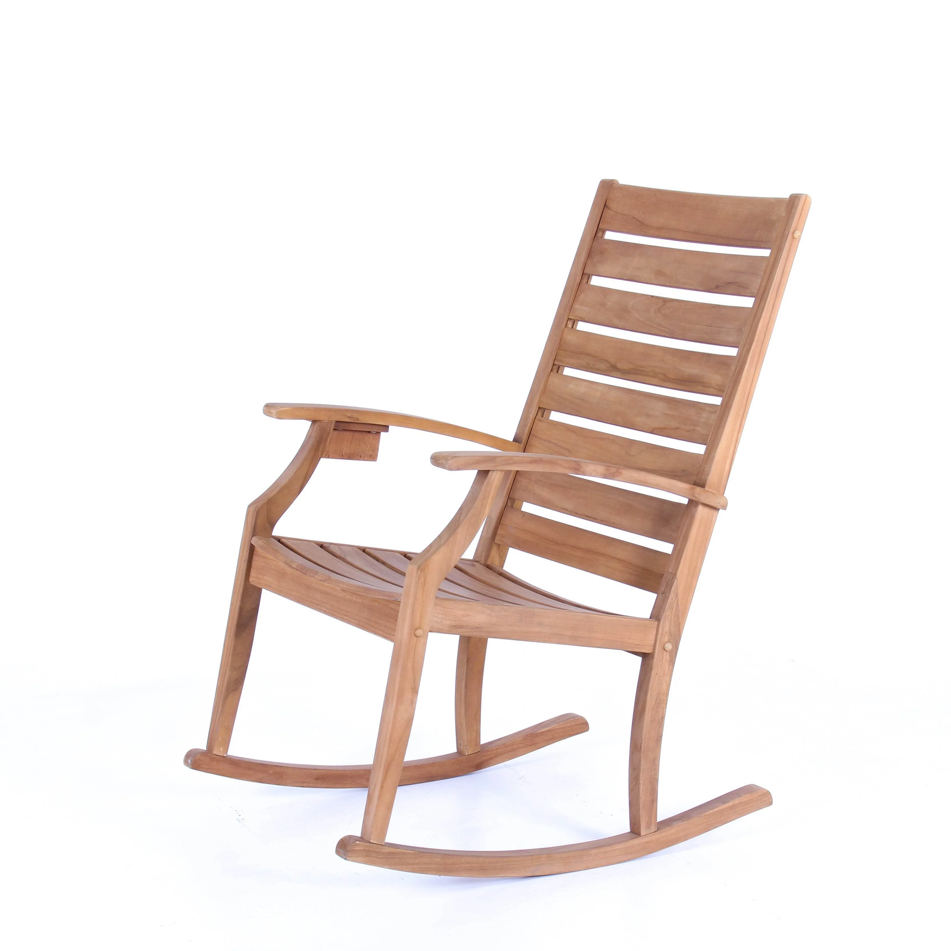 Logan Teak Wood Porch Rocking Chair with Cup Holder - Image 21