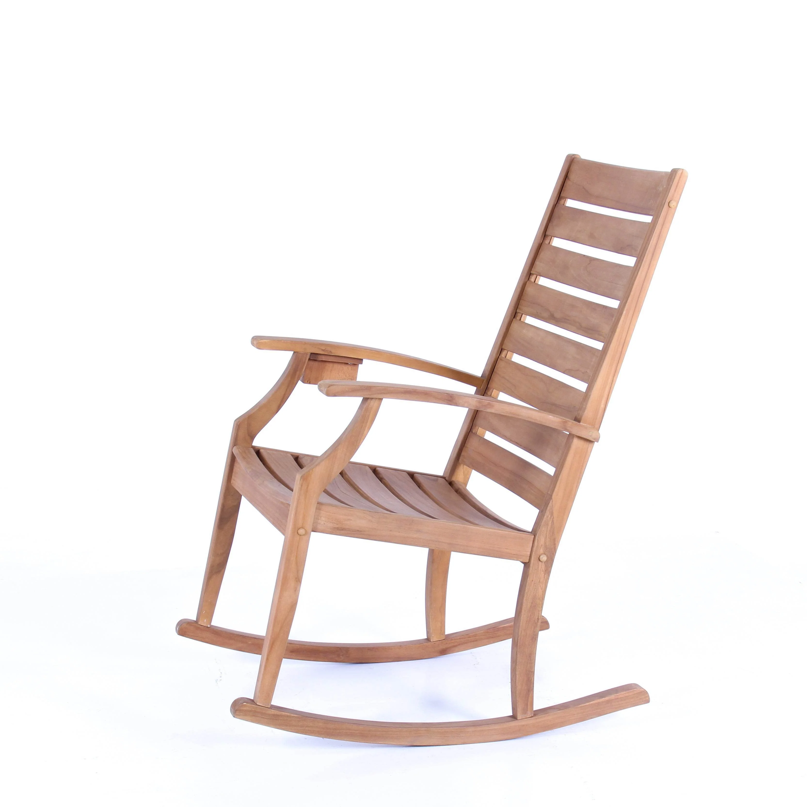 Logan Teak Wood Porch Rocking Chair with Cup Holder - Image 23