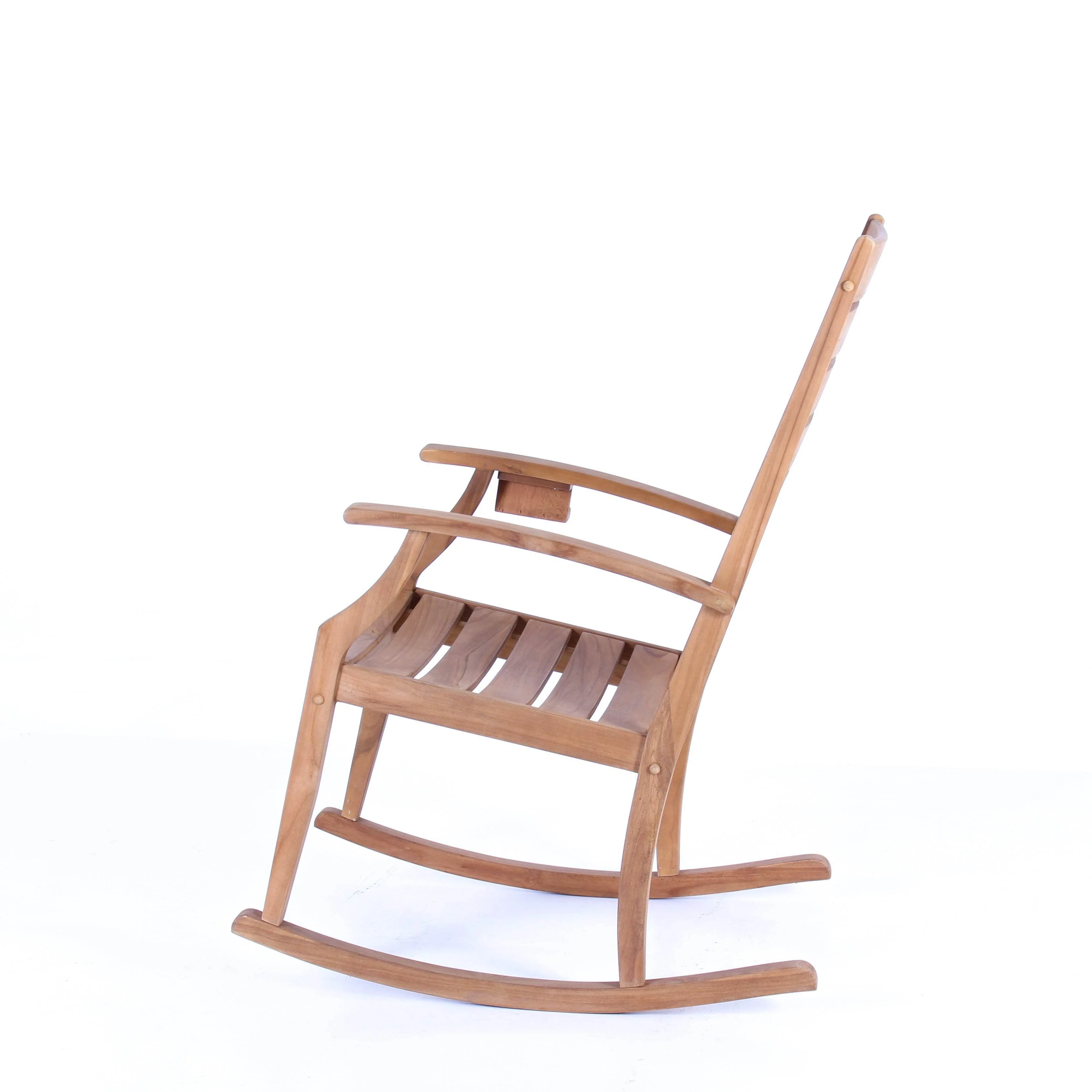 Logan Teak Wood Porch Rocking Chair with Cup Holder - Image 26