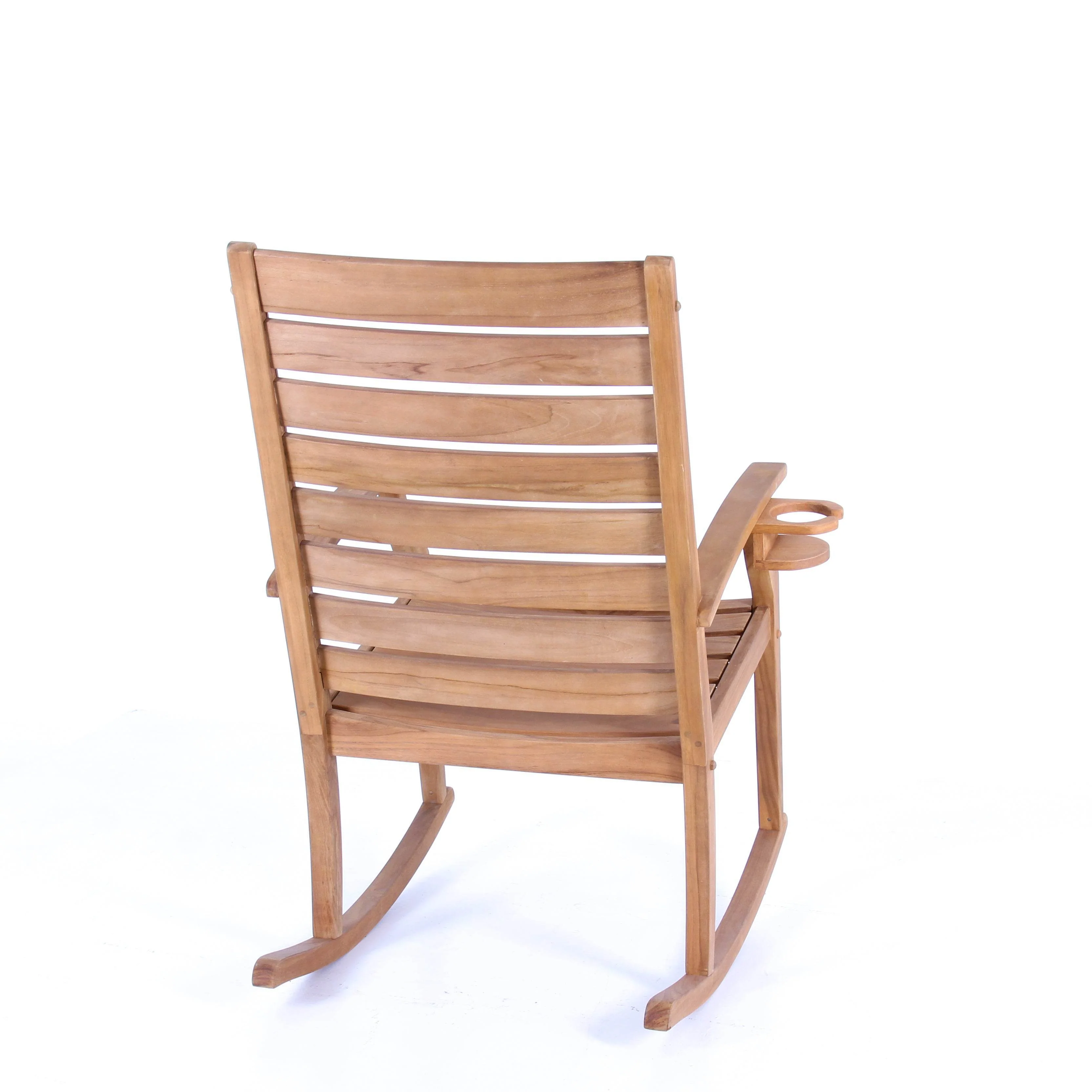 Logan Teak Wood Porch Rocking Chair with Cup Holder - Image 38