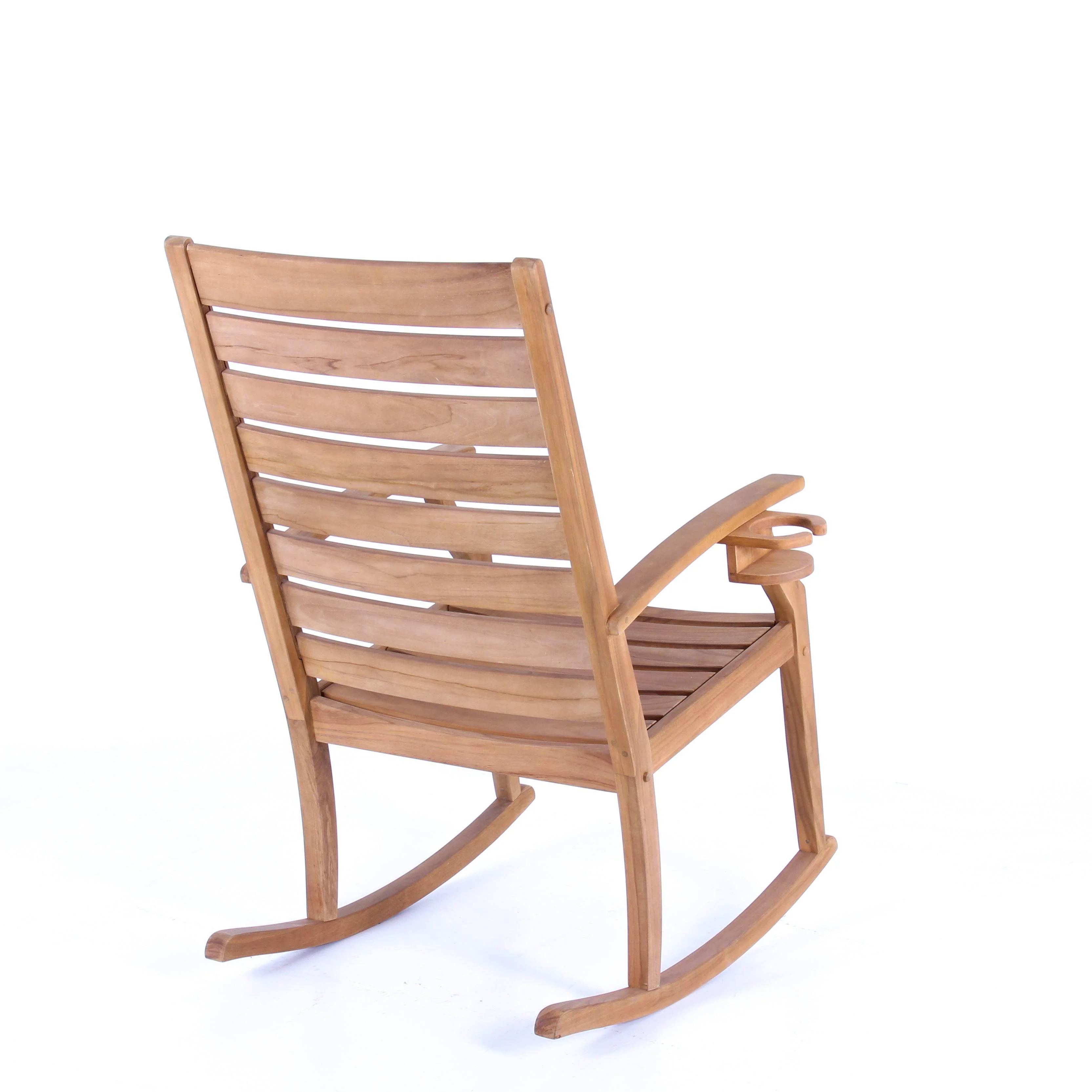Logan Teak Wood Porch Rocking Chair with Cup Holder - Image 40