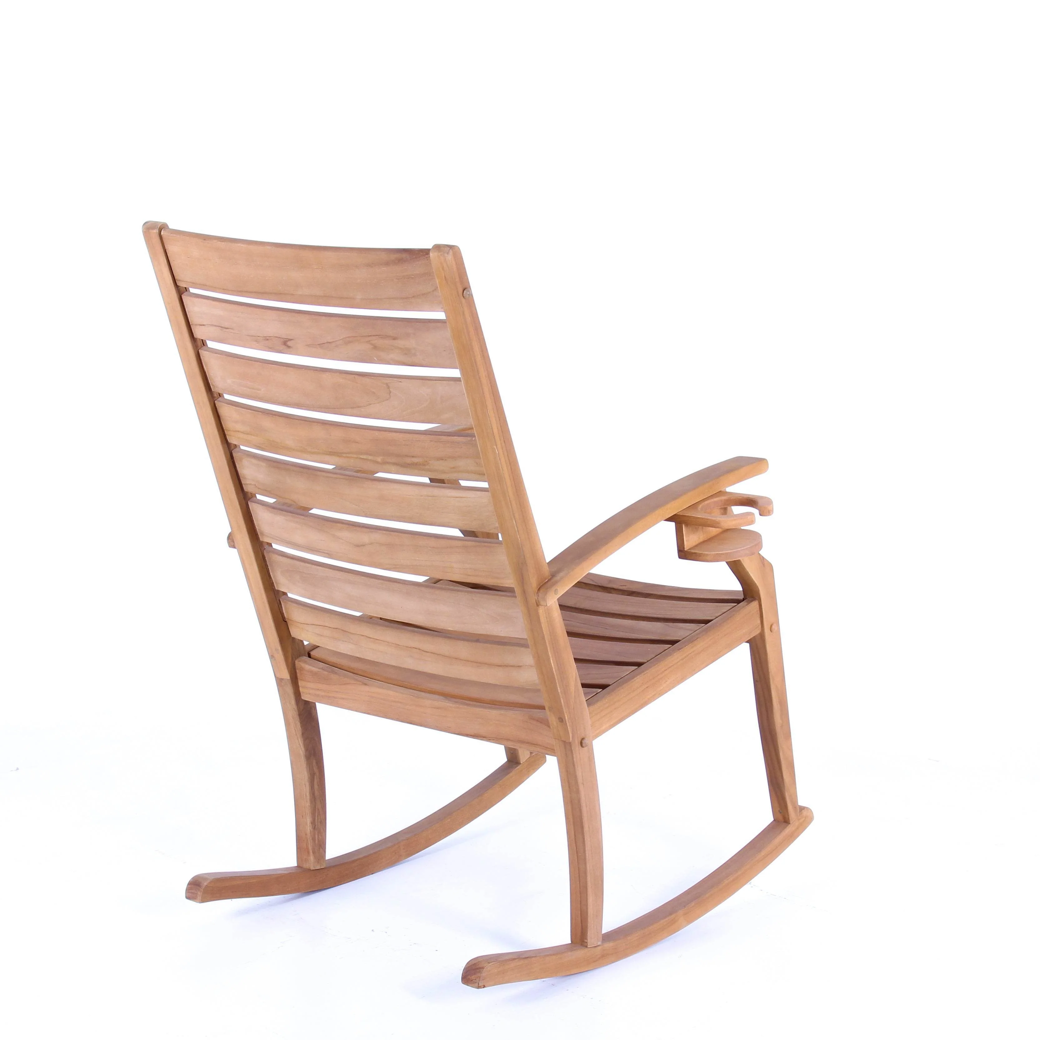 Logan Teak Wood Porch Rocking Chair with Cup Holder - Image 41
