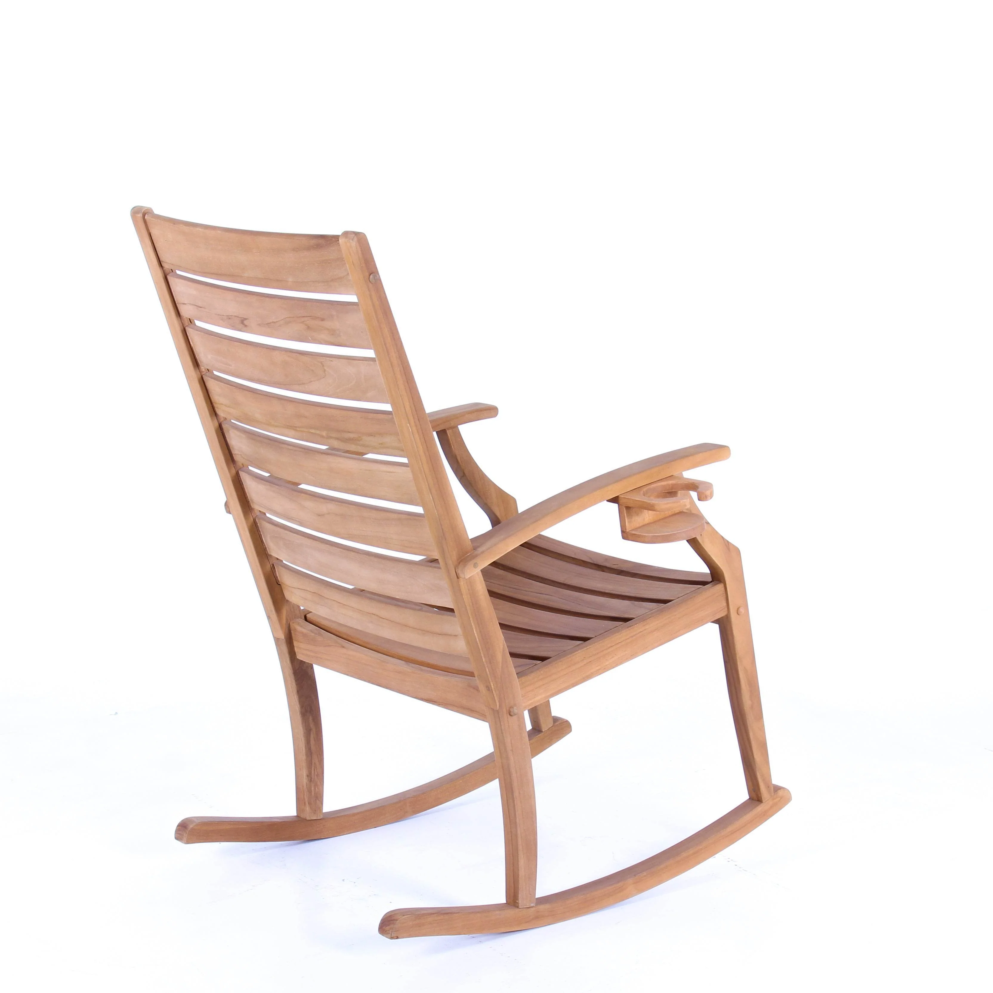 Logan Teak Wood Porch Rocking Chair with Cup Holder - Image 42