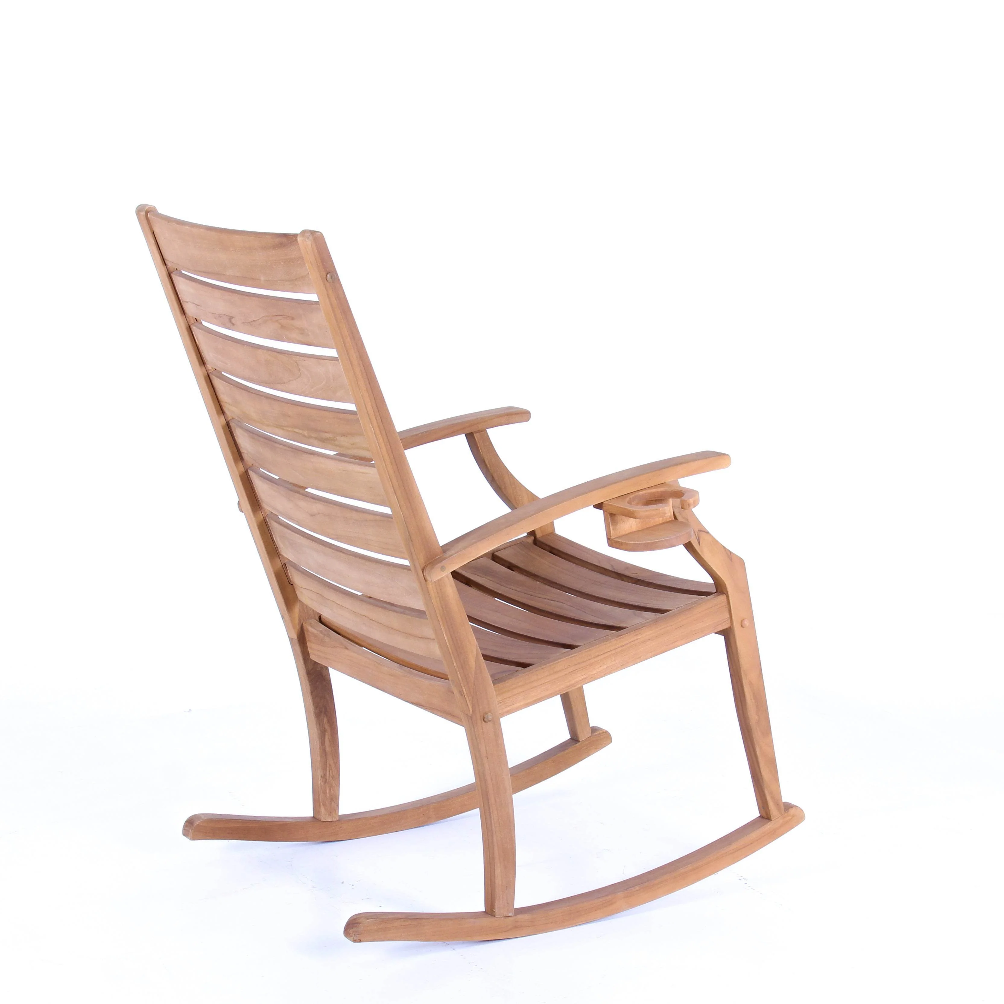 Logan Teak Wood Porch Rocking Chair with Cup Holder - Image 43