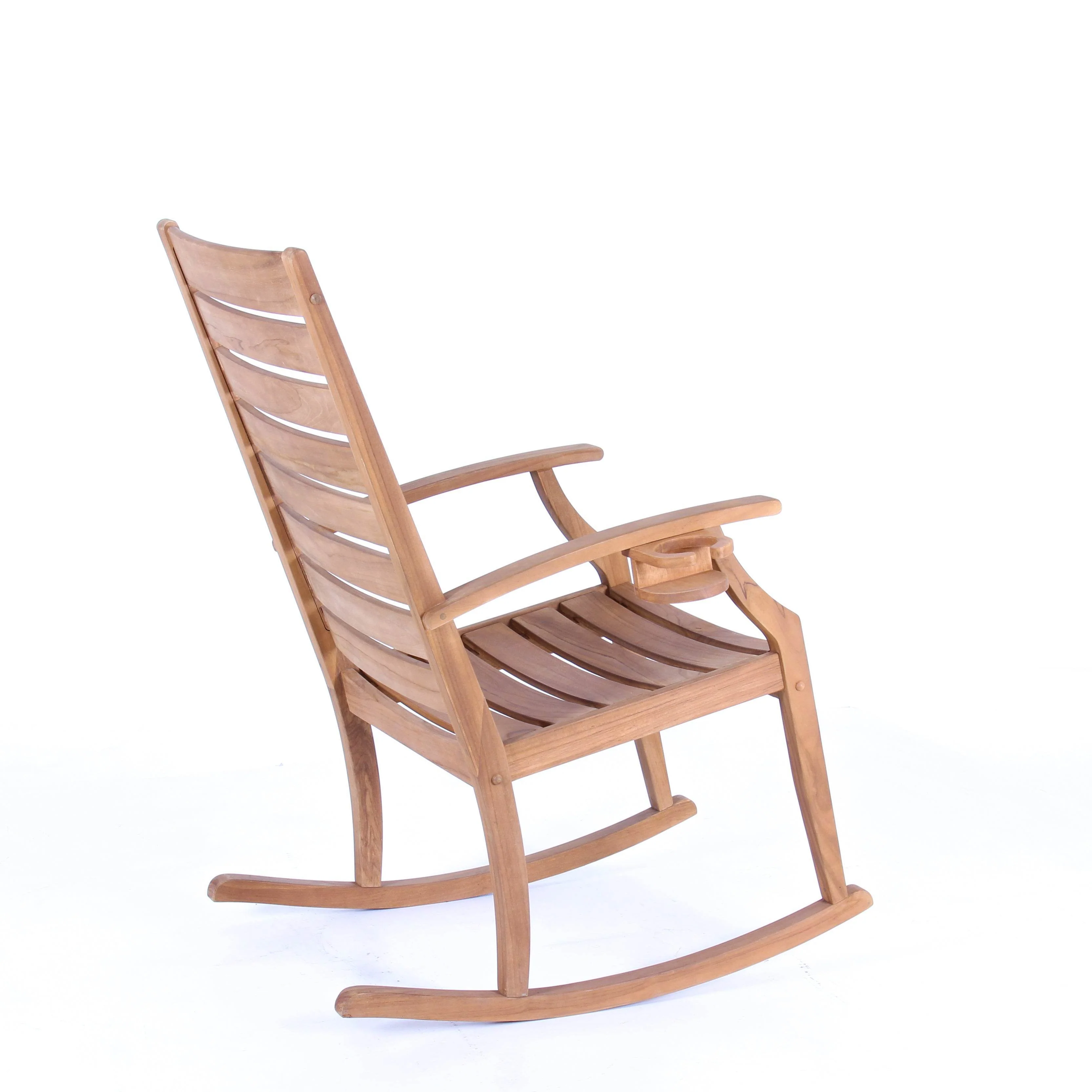 Logan Teak Wood Porch Rocking Chair with Cup Holder - Image 44