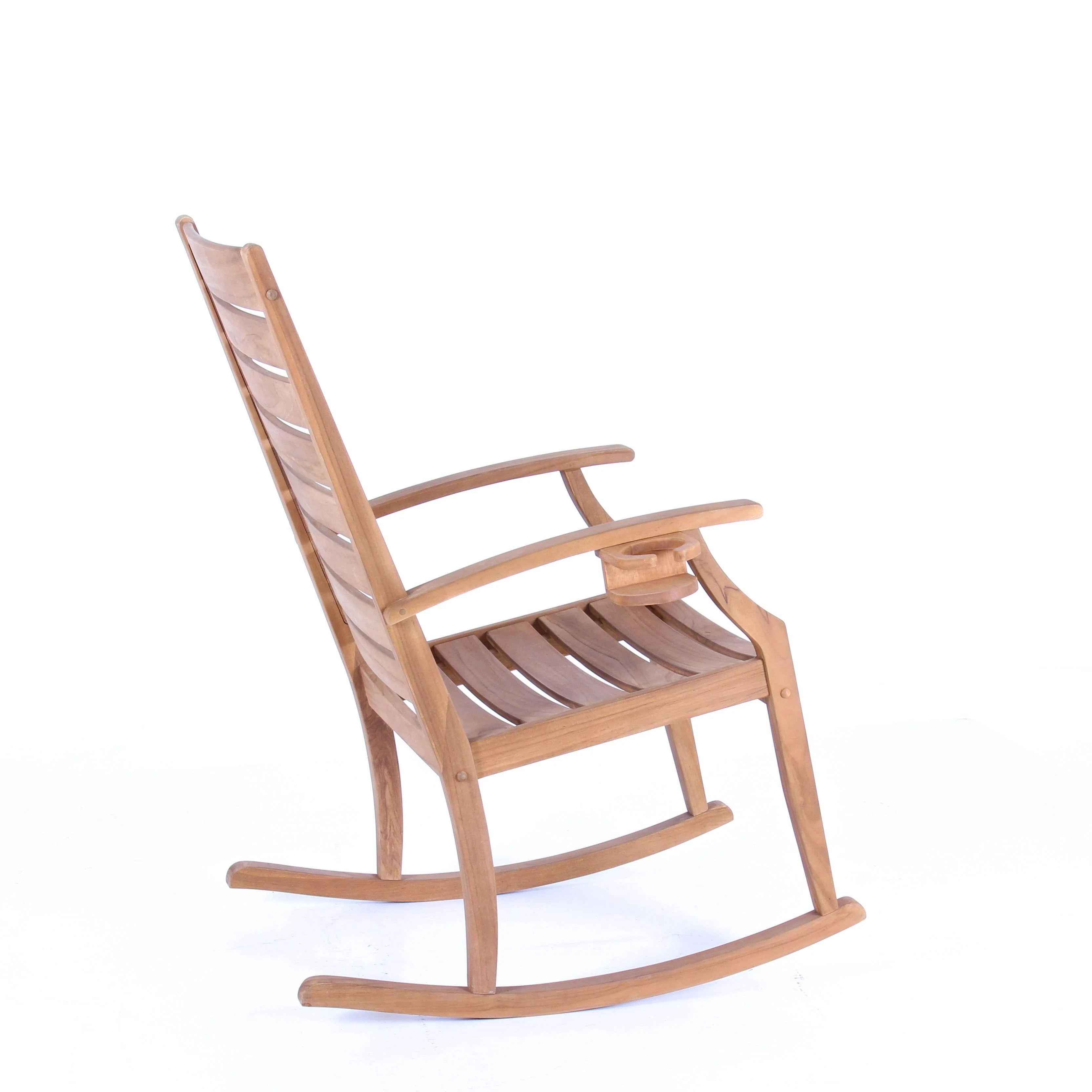 Logan Teak Wood Porch Rocking Chair with Cup Holder - Image 45