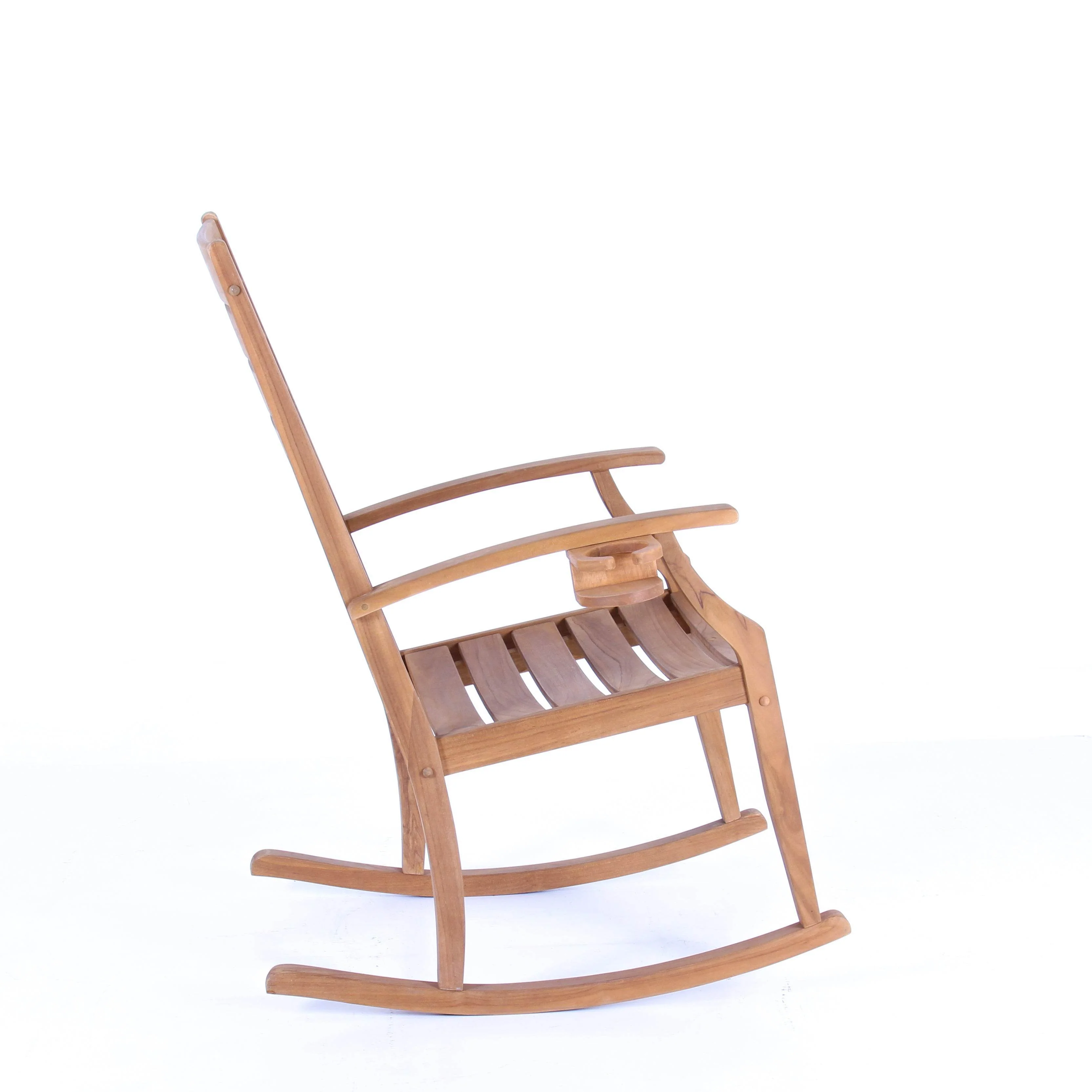 Logan Teak Wood Porch Rocking Chair with Cup Holder - Image 46