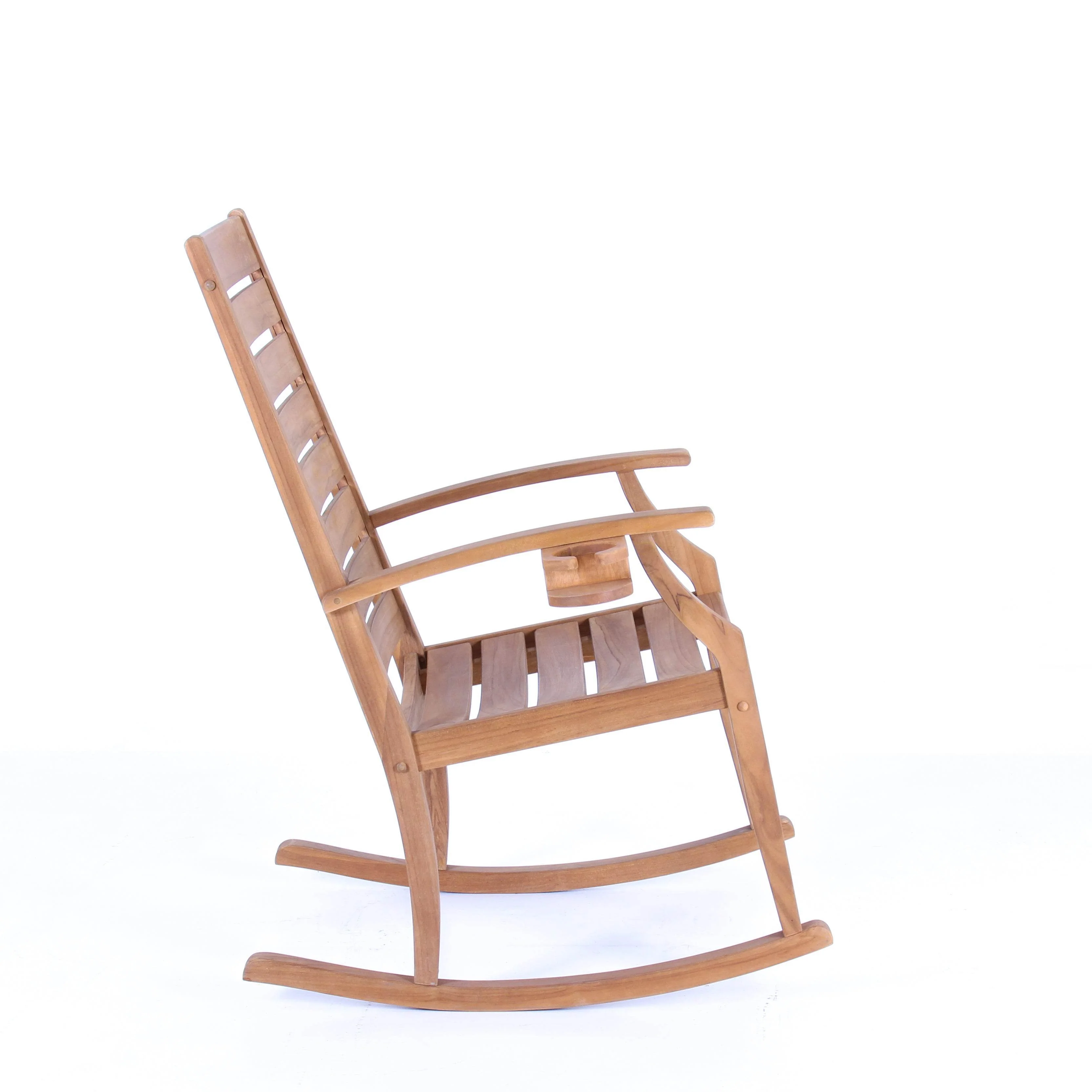 Logan Teak Wood Porch Rocking Chair with Cup Holder - Image 47