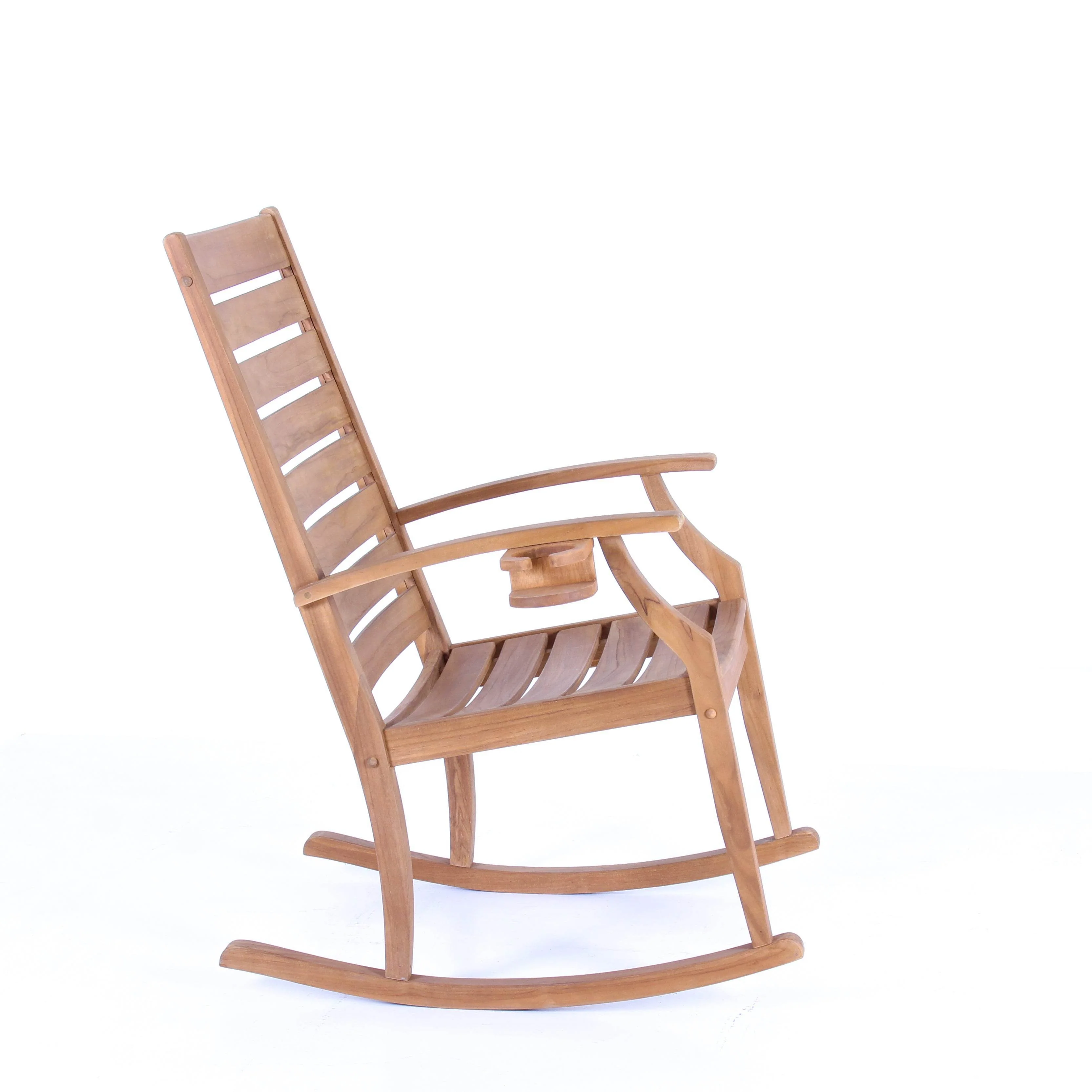 Logan Teak Wood Porch Rocking Chair with Cup Holder - Image 48