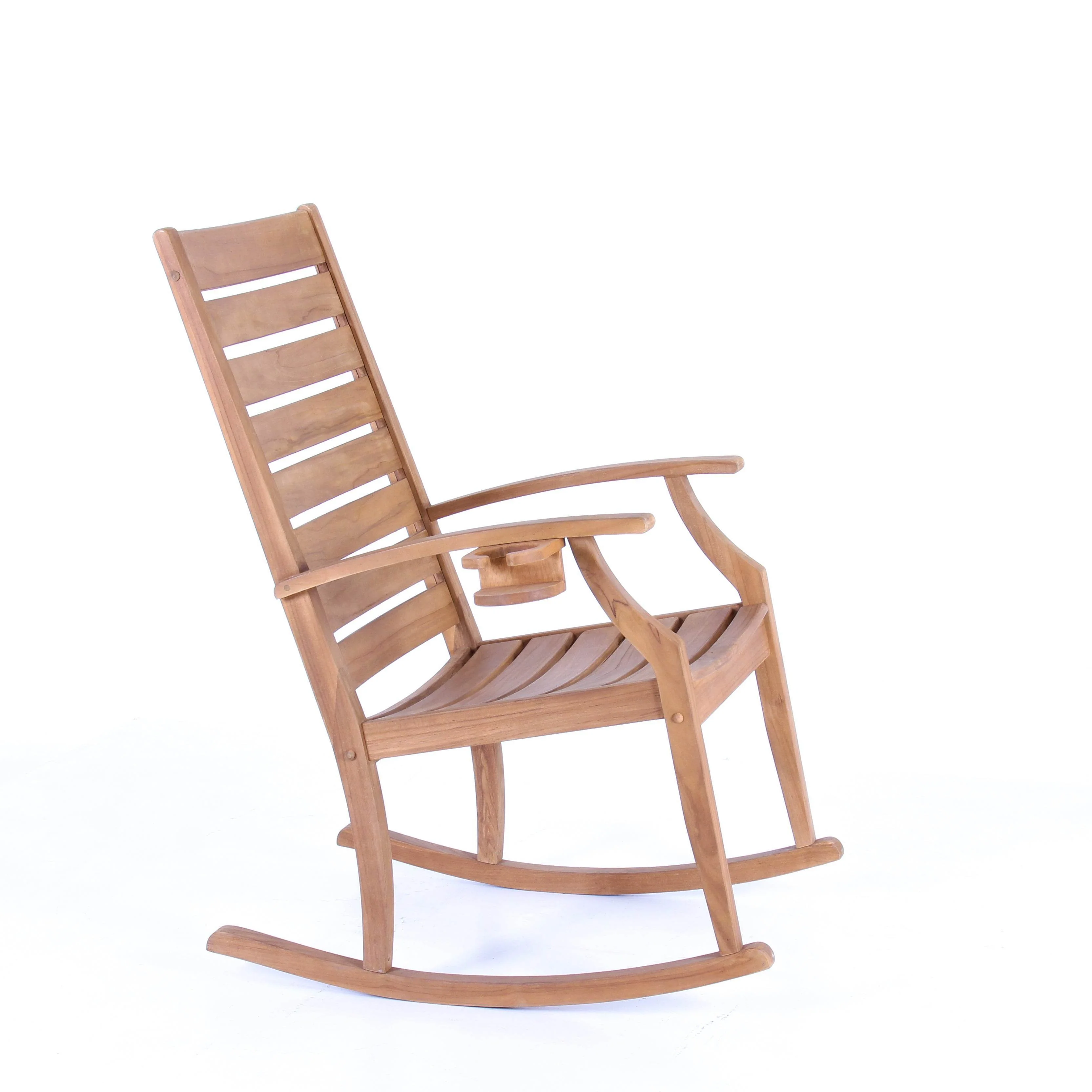 Logan Teak Wood Porch Rocking Chair with Cup Holder - Image 49