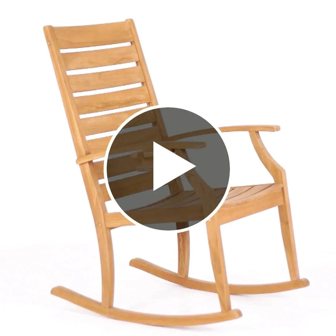 Logan Teak Wood Porch Rocking Chair with Cup Holder - Image 5