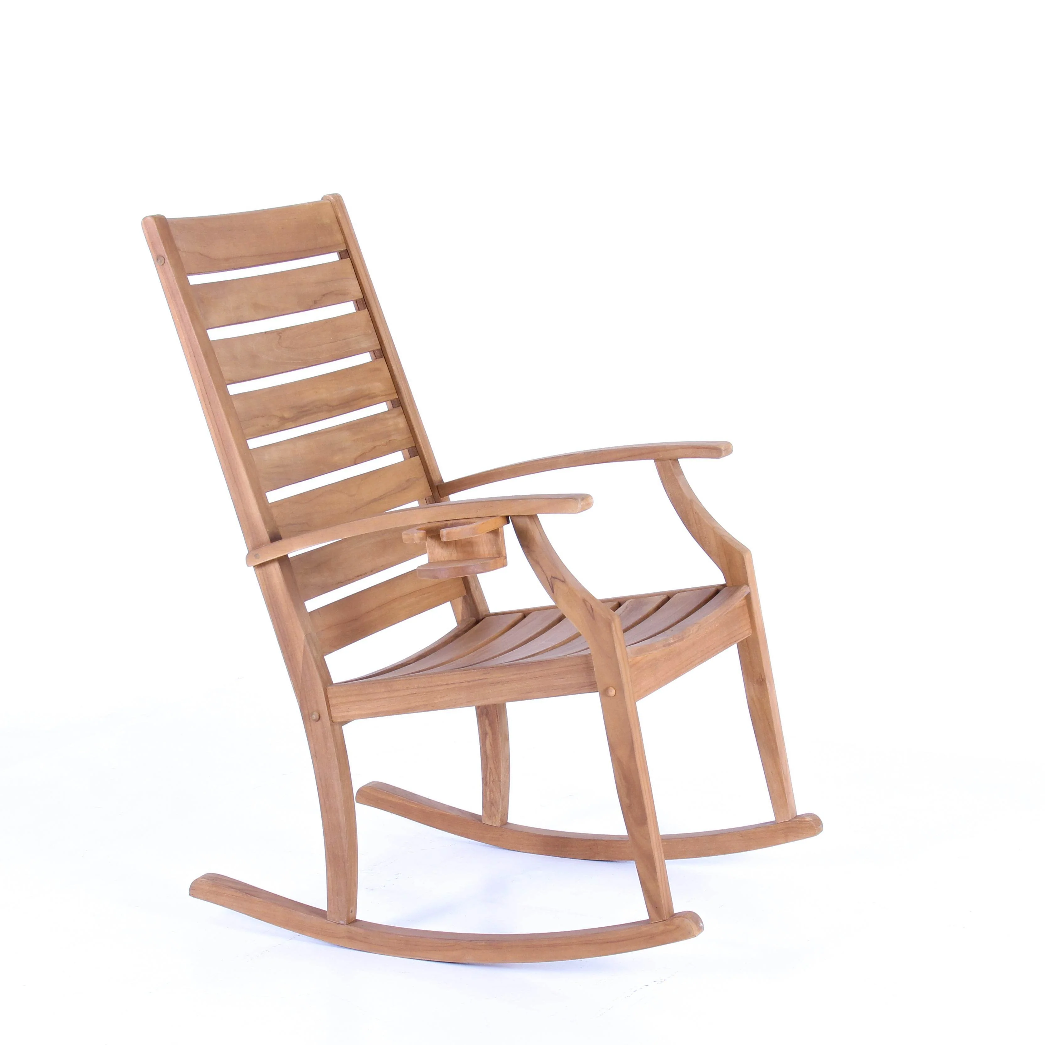 Logan Teak Wood Porch Rocking Chair with Cup Holder - Image 50