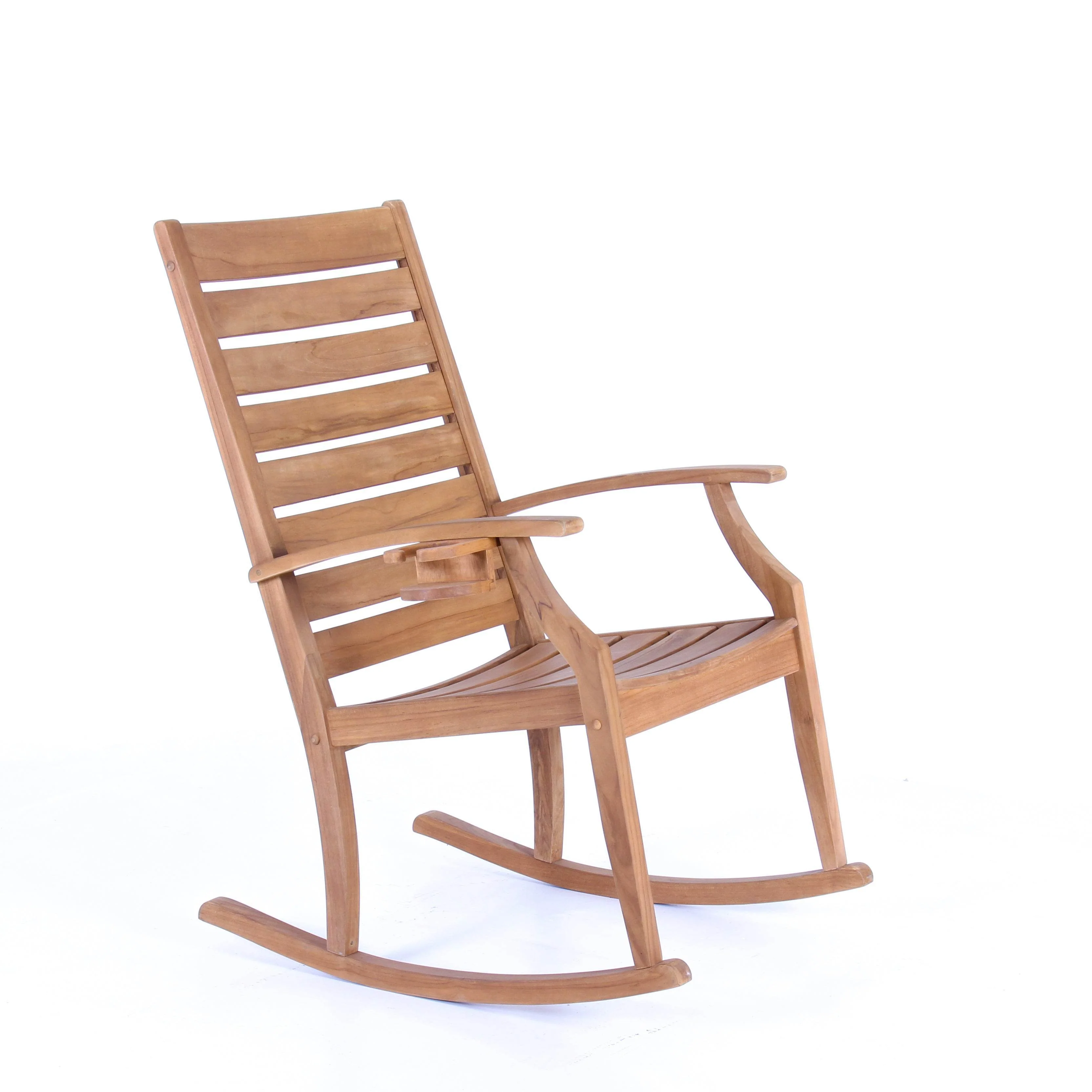 Logan Teak Wood Porch Rocking Chair with Cup Holder - Image 51