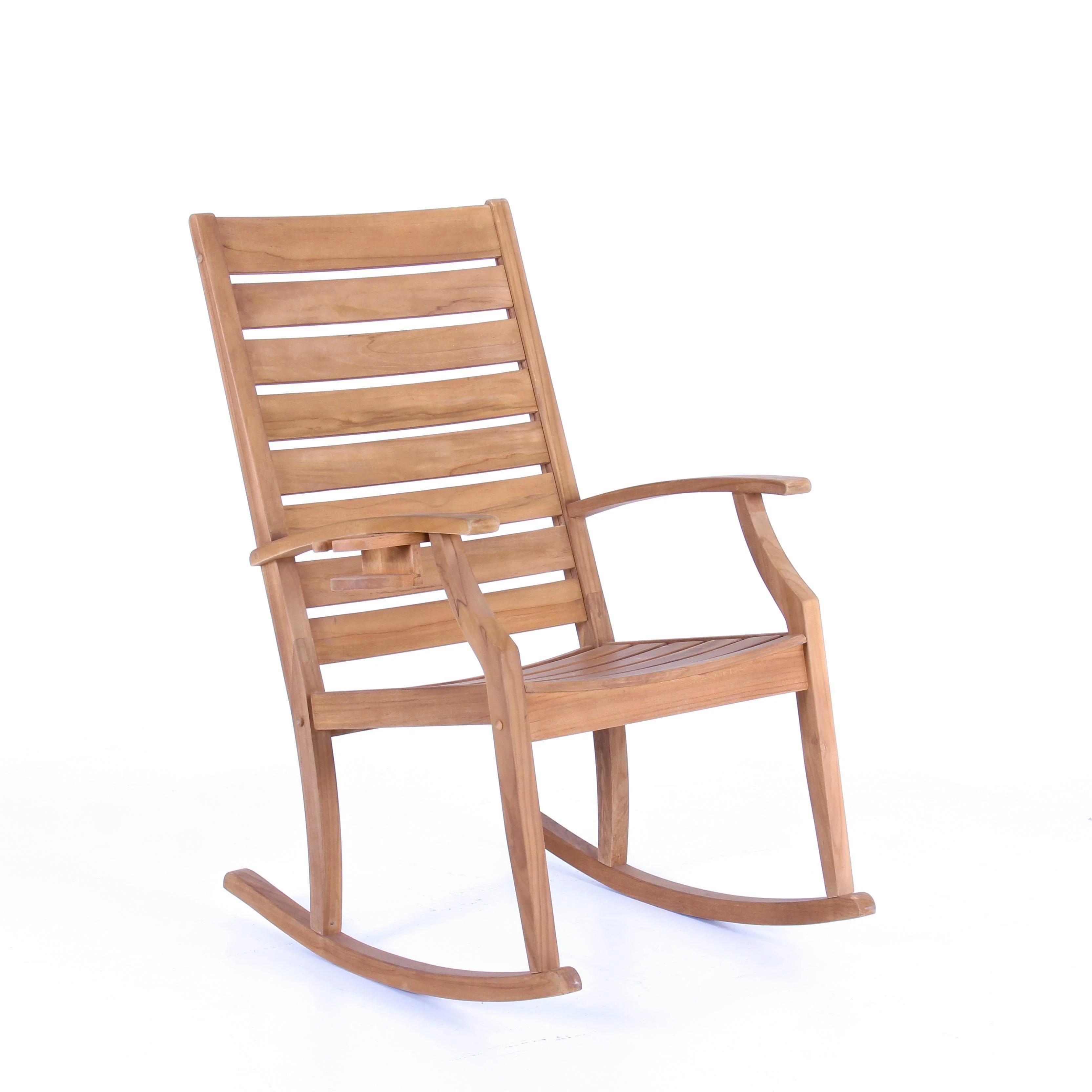 Logan Teak Wood Porch Rocking Chair with Cup Holder - Image 53