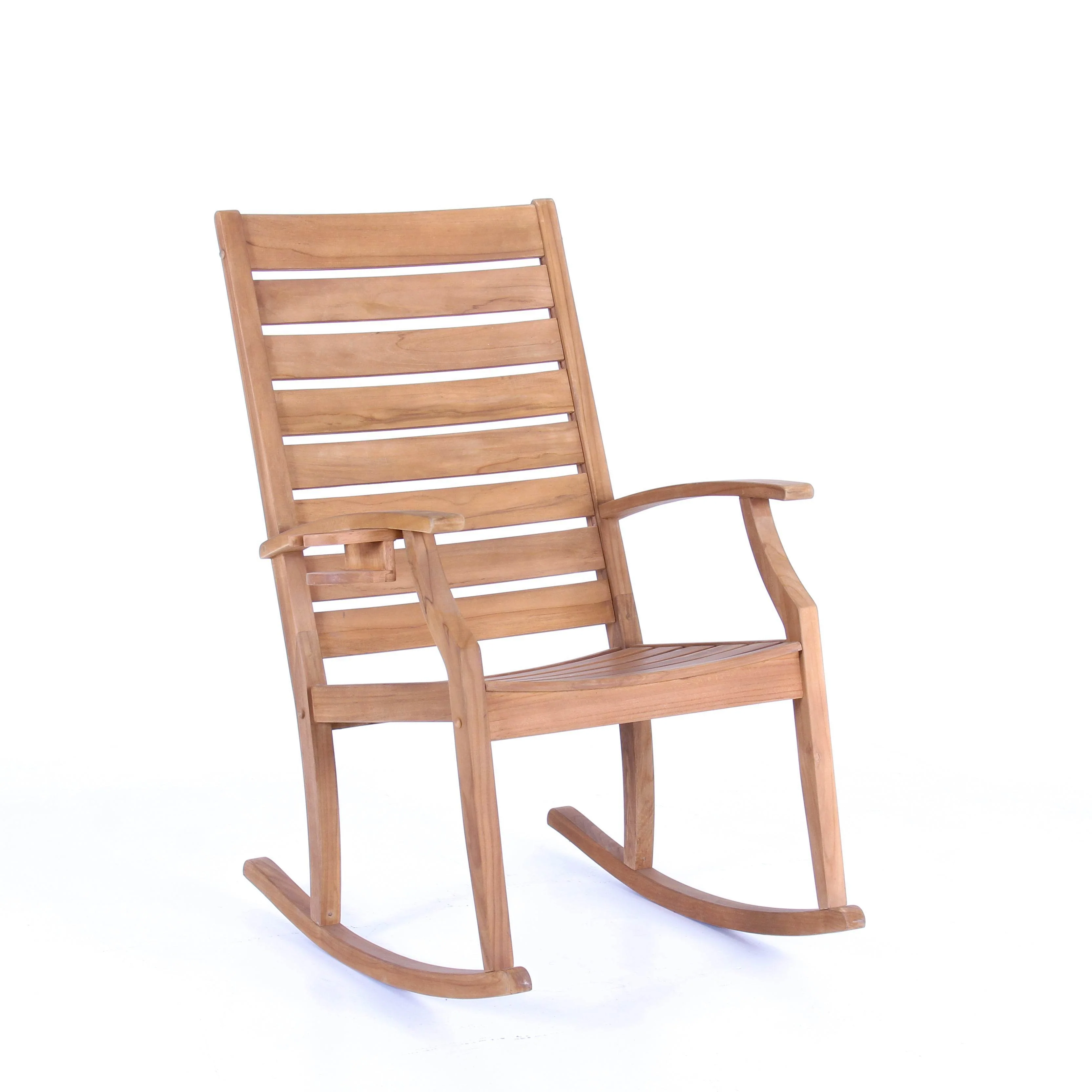 Logan Teak Wood Porch Rocking Chair with Cup Holder - Image 54
