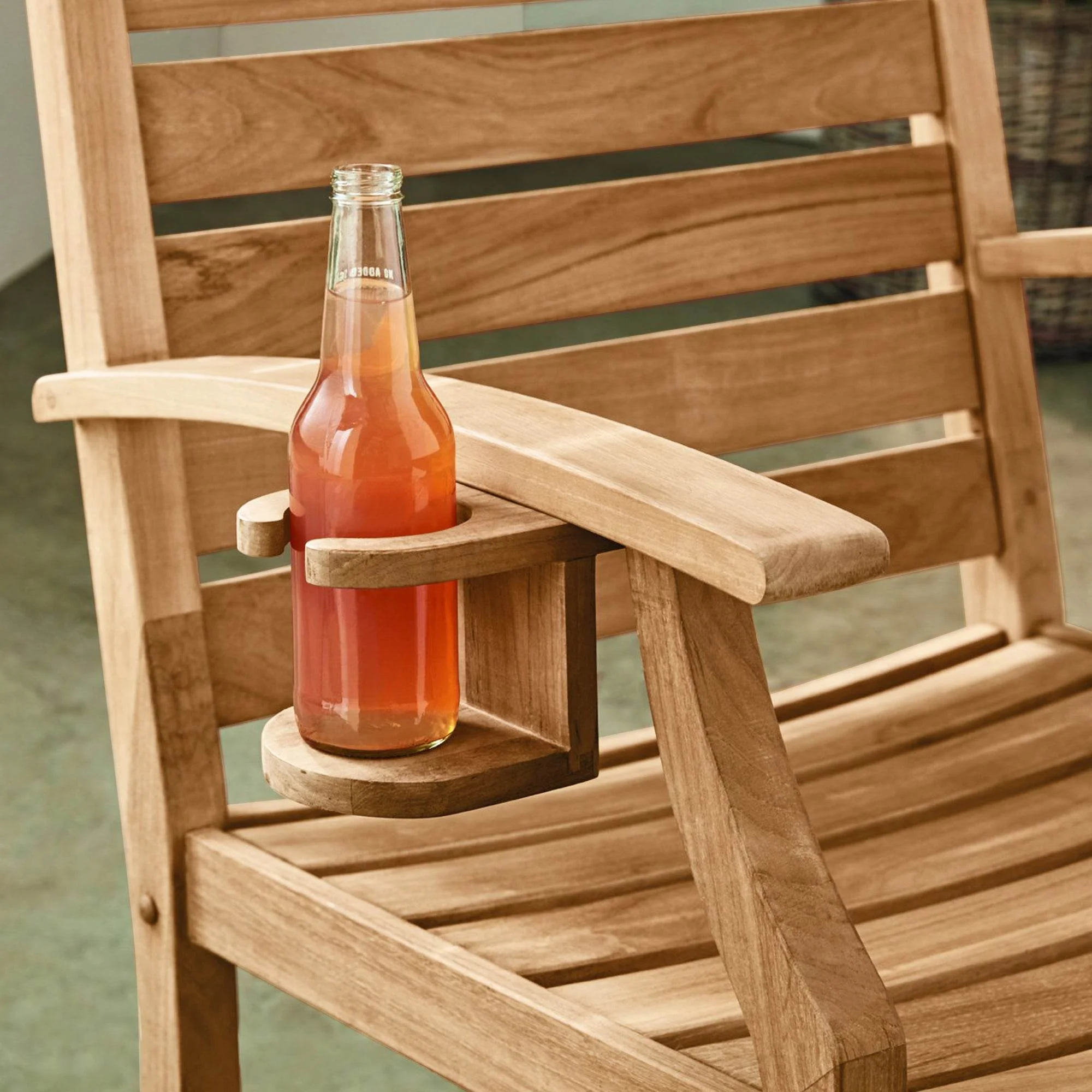 Logan Teak Wood Porch Rocking Chair with Cup Holder - Image 6