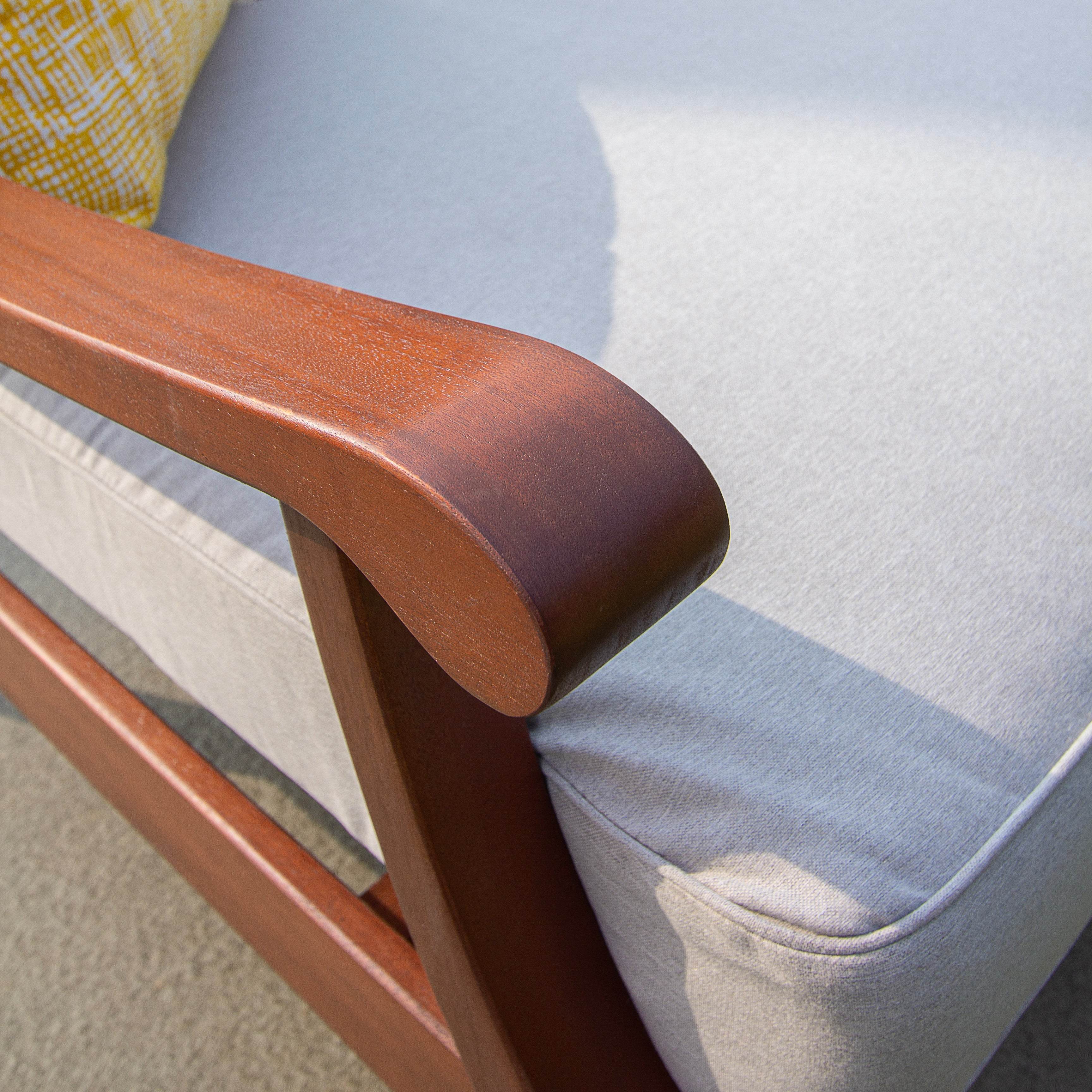 Maine Mahogany Wood Outdoor Sofa Daybed with Oyster Cushion - Image 12