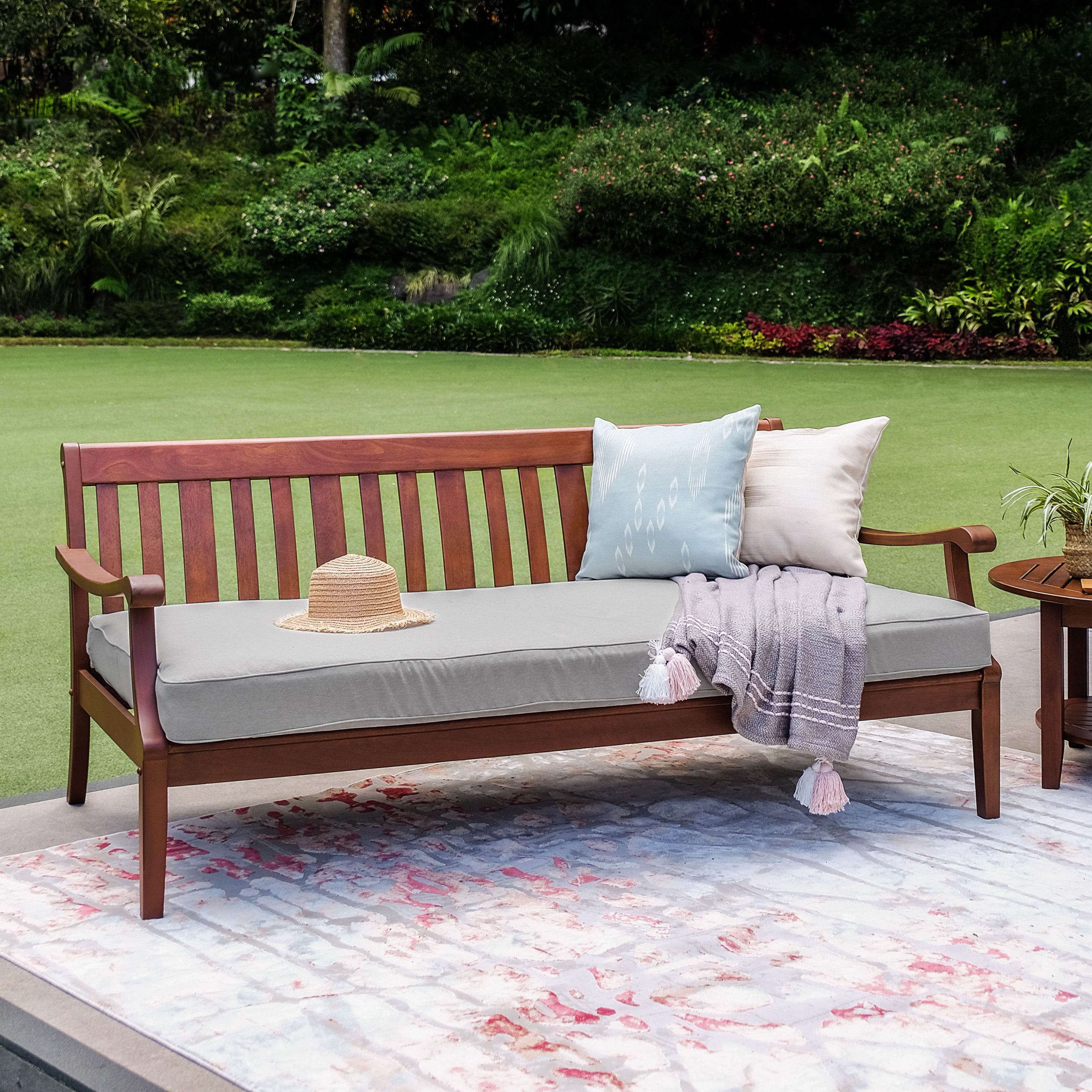 Maine Mahogany Wood Outdoor Sofa Daybed with Oyster Cushion - Image 3