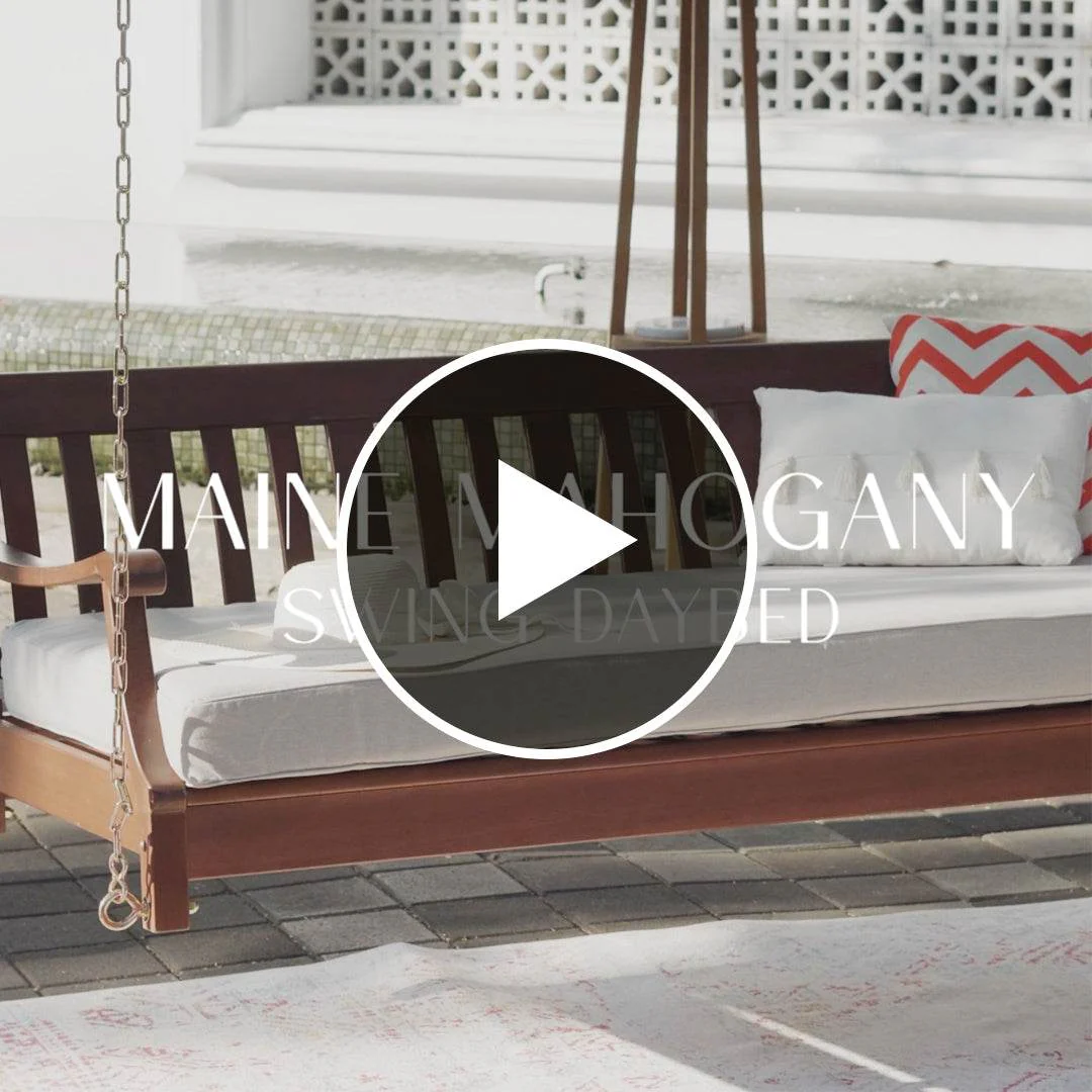 Maine Mahogany Wood Outdoor Swing Daybed with Oyster Cushion - Image 5