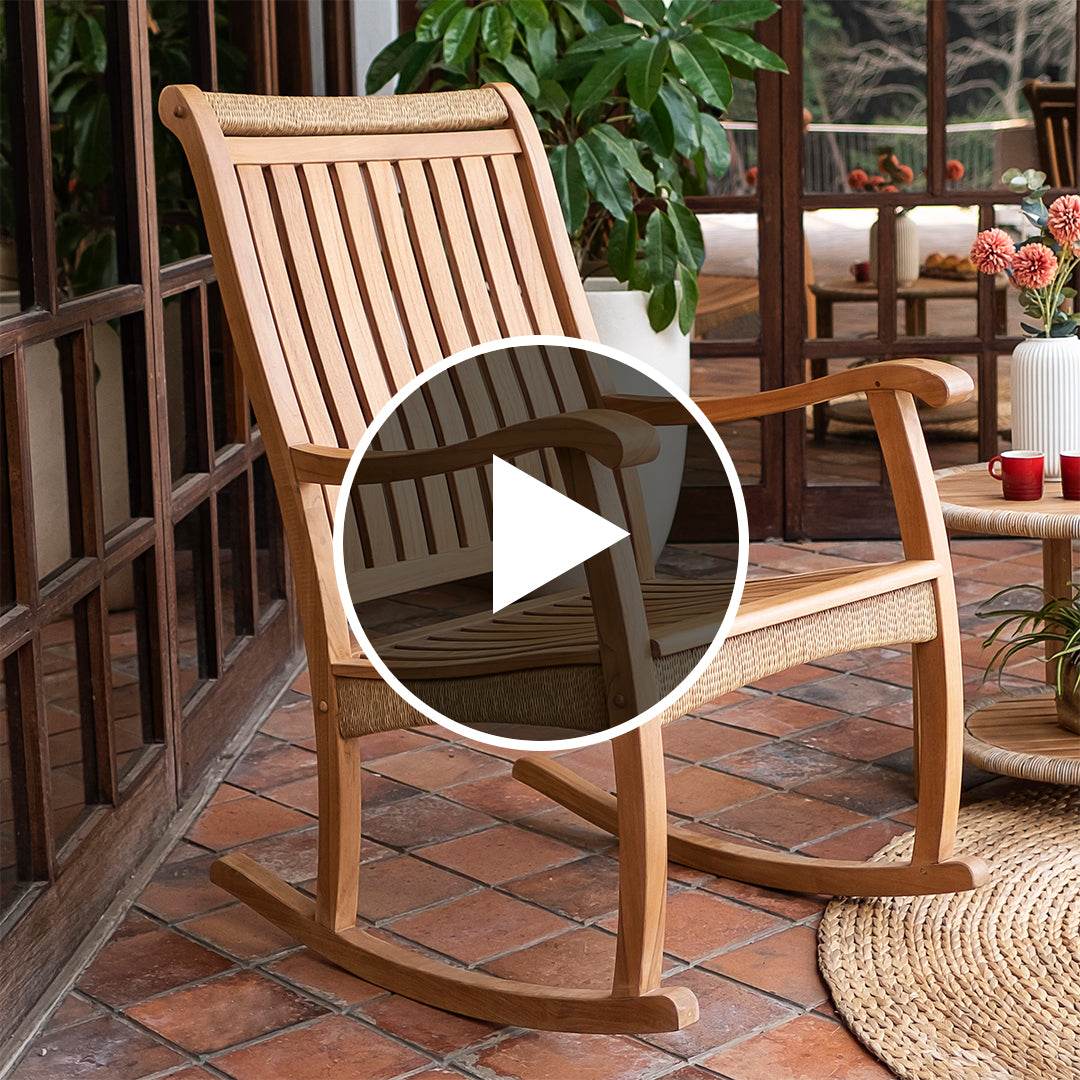 Marrakesh 3 Pieces Teak Wood Porch Rocker Conversation Set - Image 5