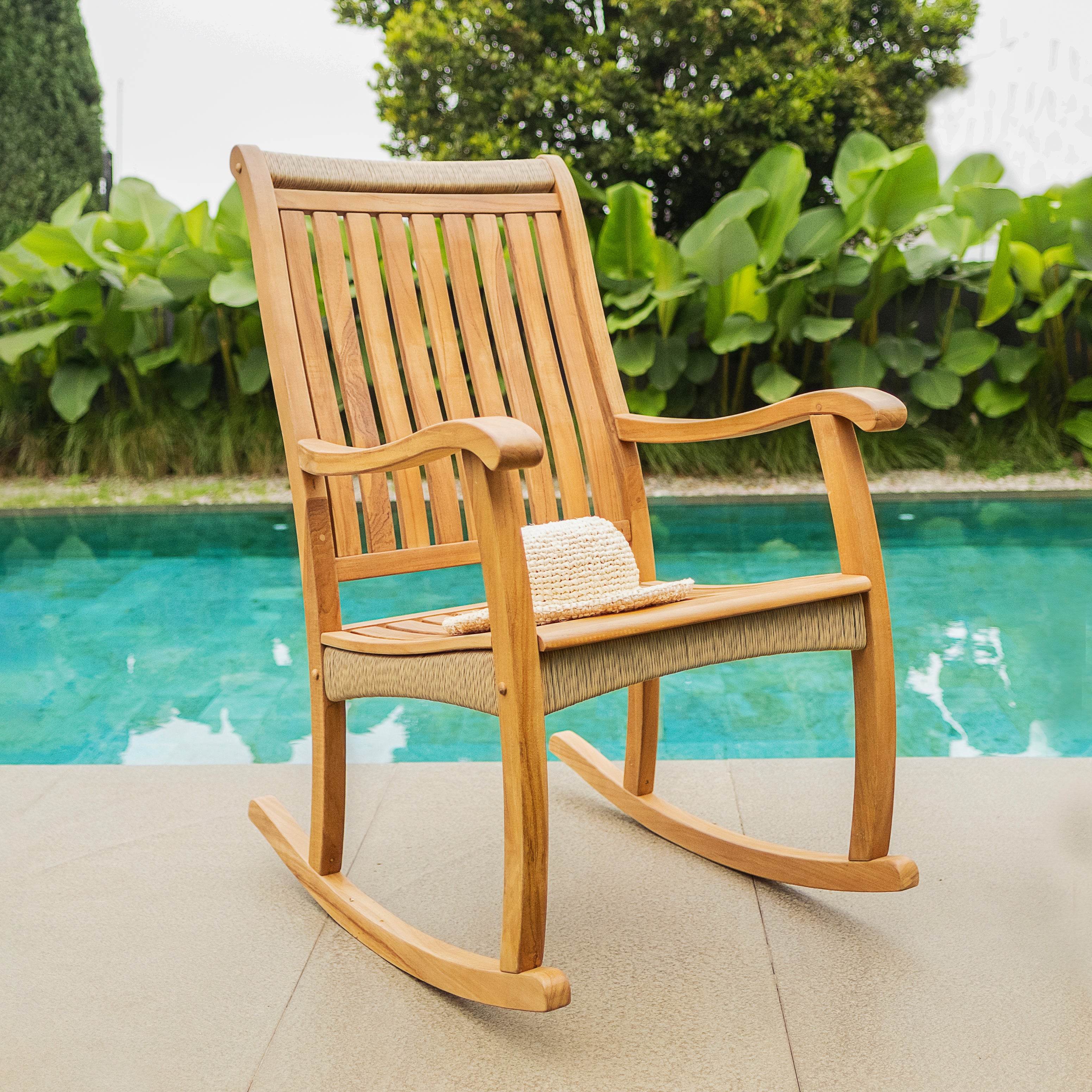 Marrakesh 3 Pieces Teak Wood Porch Rocker Conversation Set - Image 7