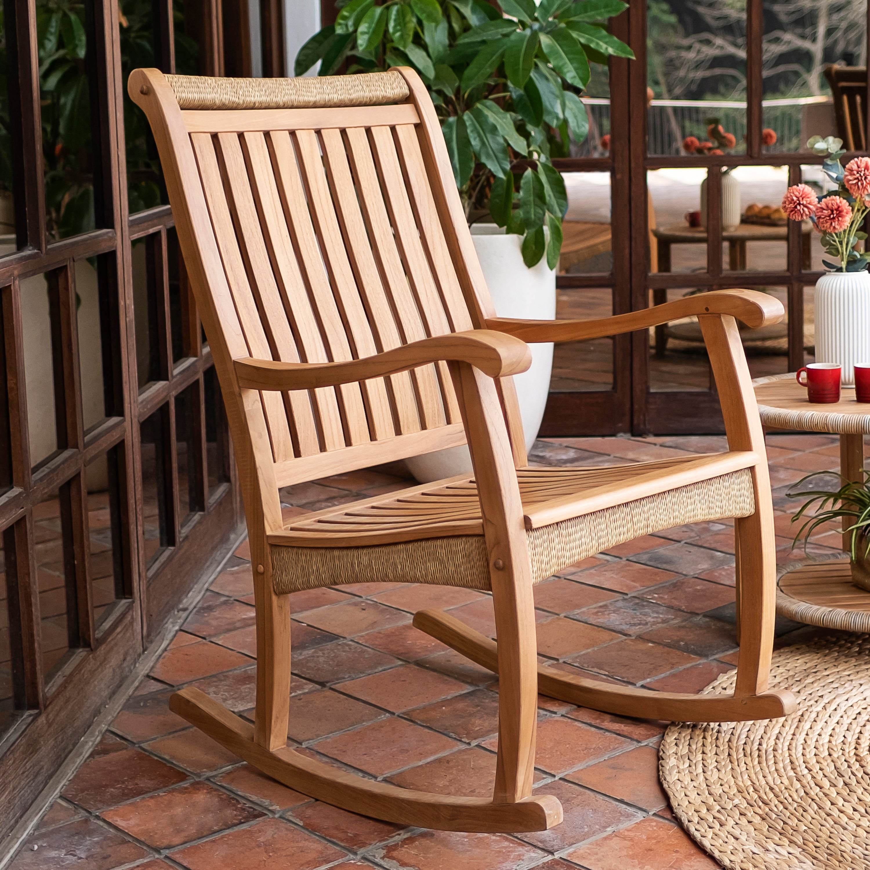 Marrakesh 3 Pieces Teak Wood Porch Rocker Conversation Set - Image 8
