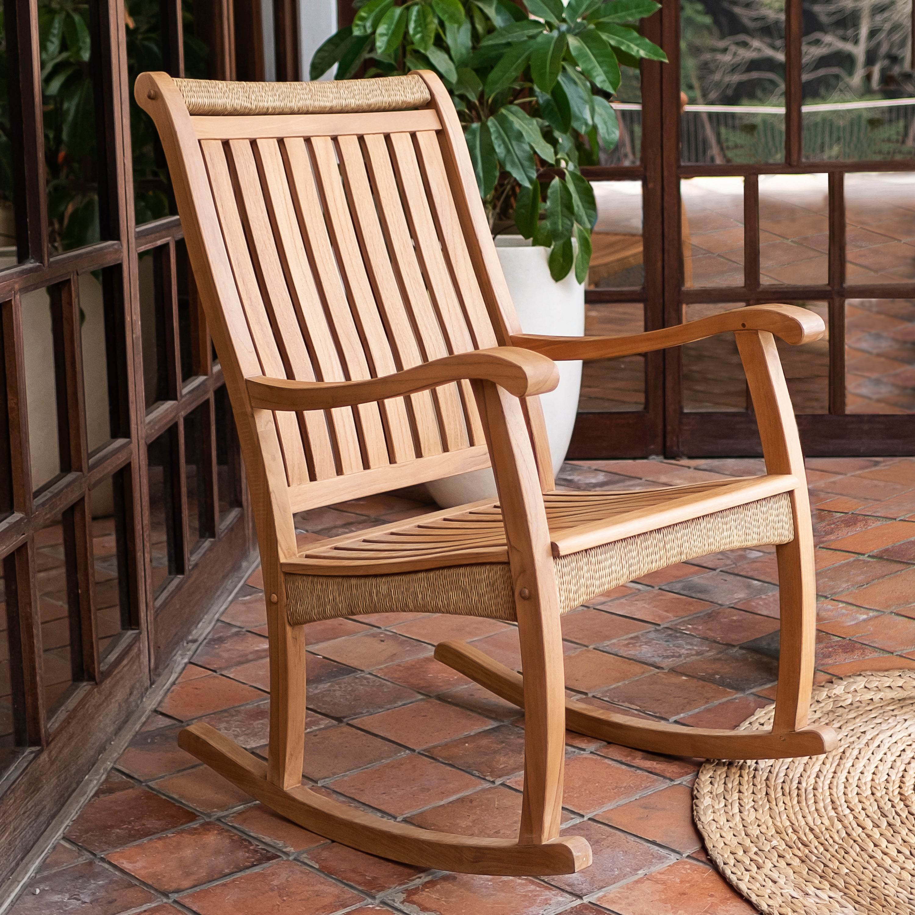 Marrakesh Teak Wood Porch Rocking Chair - Image 11