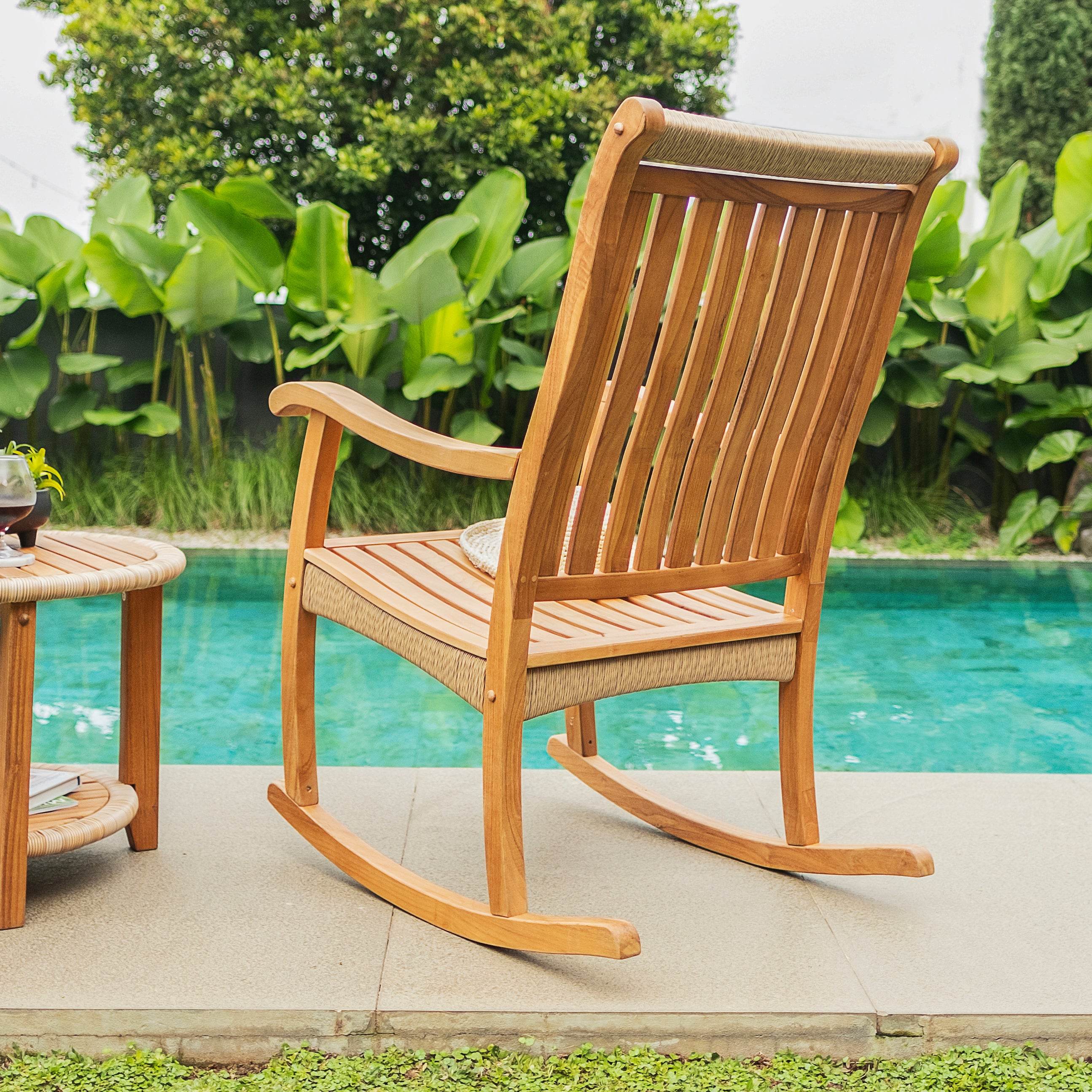 Marrakesh Teak Wood Porch Rocking Chair - Image 9