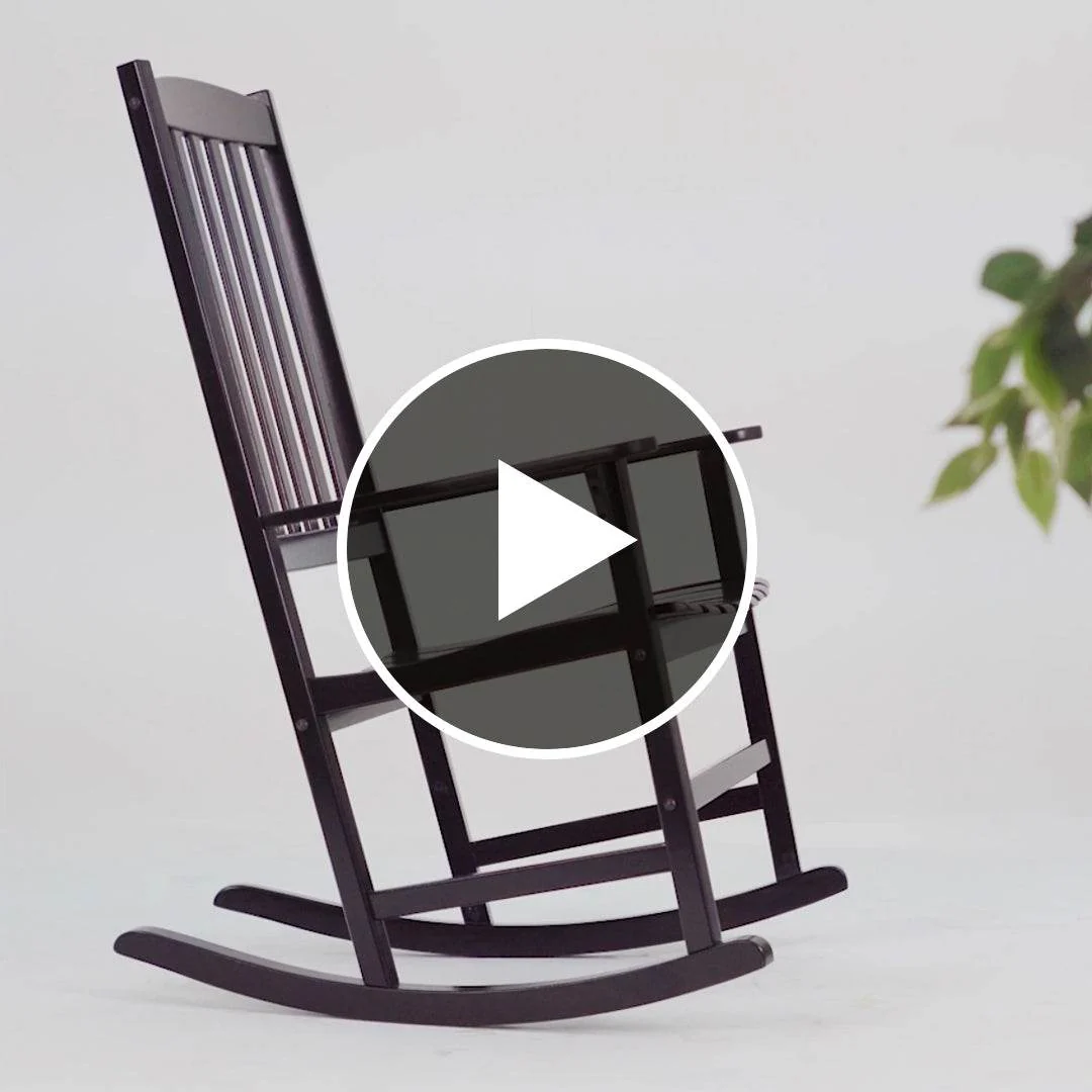 Moni 2 Piece Mahogany Wood Black Porch Rocking Chair - Image 5