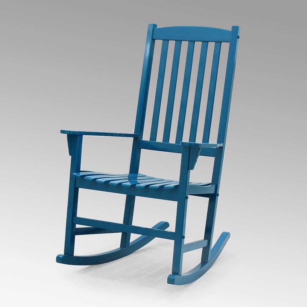 Moni 2 Piece Mahogany Wood Celestial Blue Porch Rocking Chair - Image 3