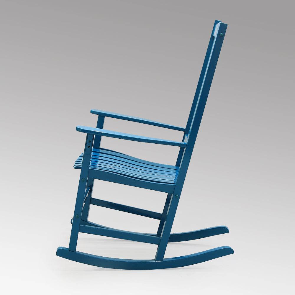 Moni 2 Piece Mahogany Wood Celestial Blue Porch Rocking Chair - Image 4