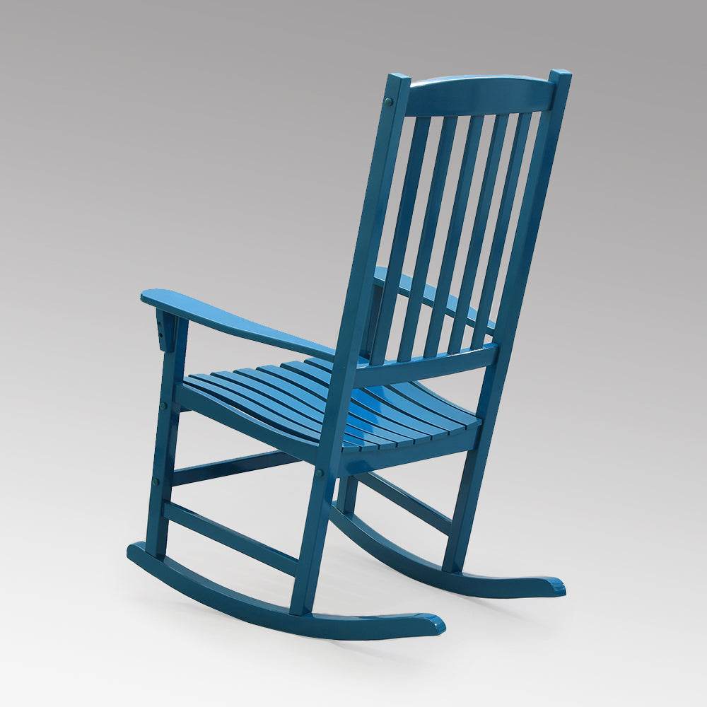 Moni 2 Piece Mahogany Wood Celestial Blue Porch Rocking Chair - Image 6