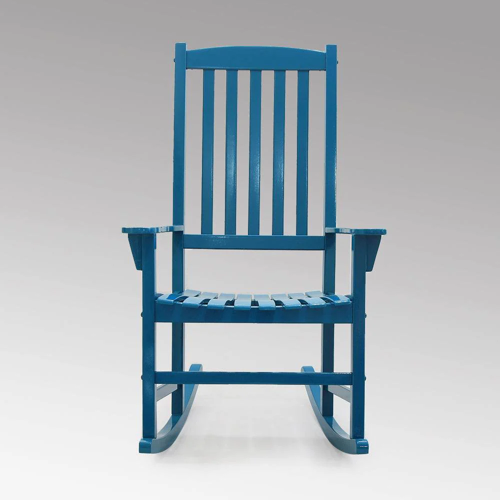 Moni 2 Piece Mahogany Wood Celestial Blue Porch Rocking Chair - Image 7