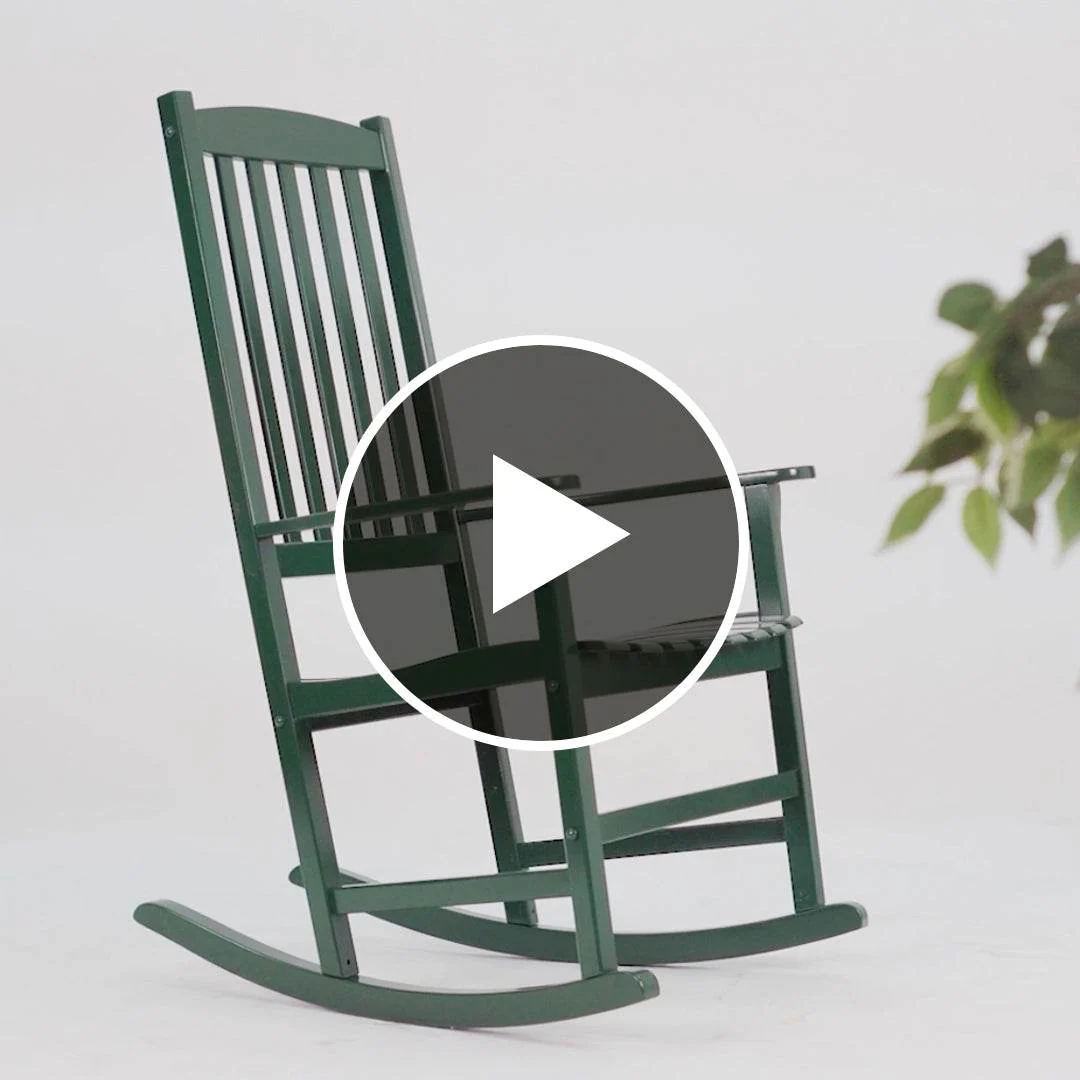 Moni 2 Piece Mahogany Wood Hunter Green Porch Rocking Chair - Image 5