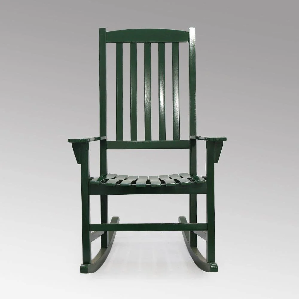 Moni 2 Piece Mahogany Wood Hunter Green Porch Rocking Chair - Image 7