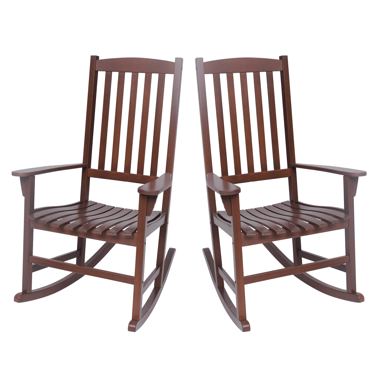 Moni 2 Piece Mahogany Wood Natural Brown Porch Rocking Chair - Image 4