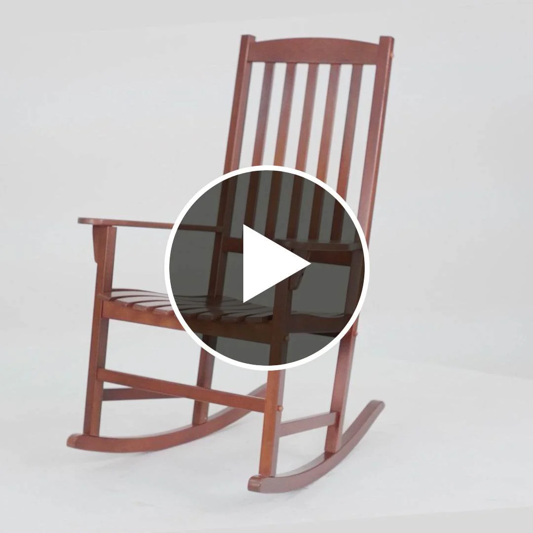 Moni 2 Piece Mahogany Wood Natural Brown Porch Rocking Chair - Image 5