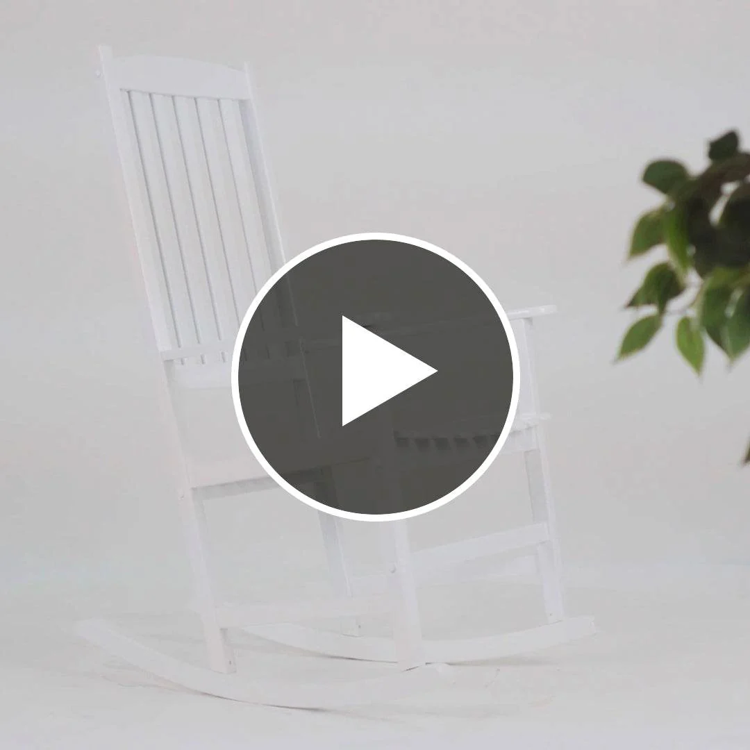 Moni 2 Piece Mahogany Wood White Porch Rocking Chair - Image 5