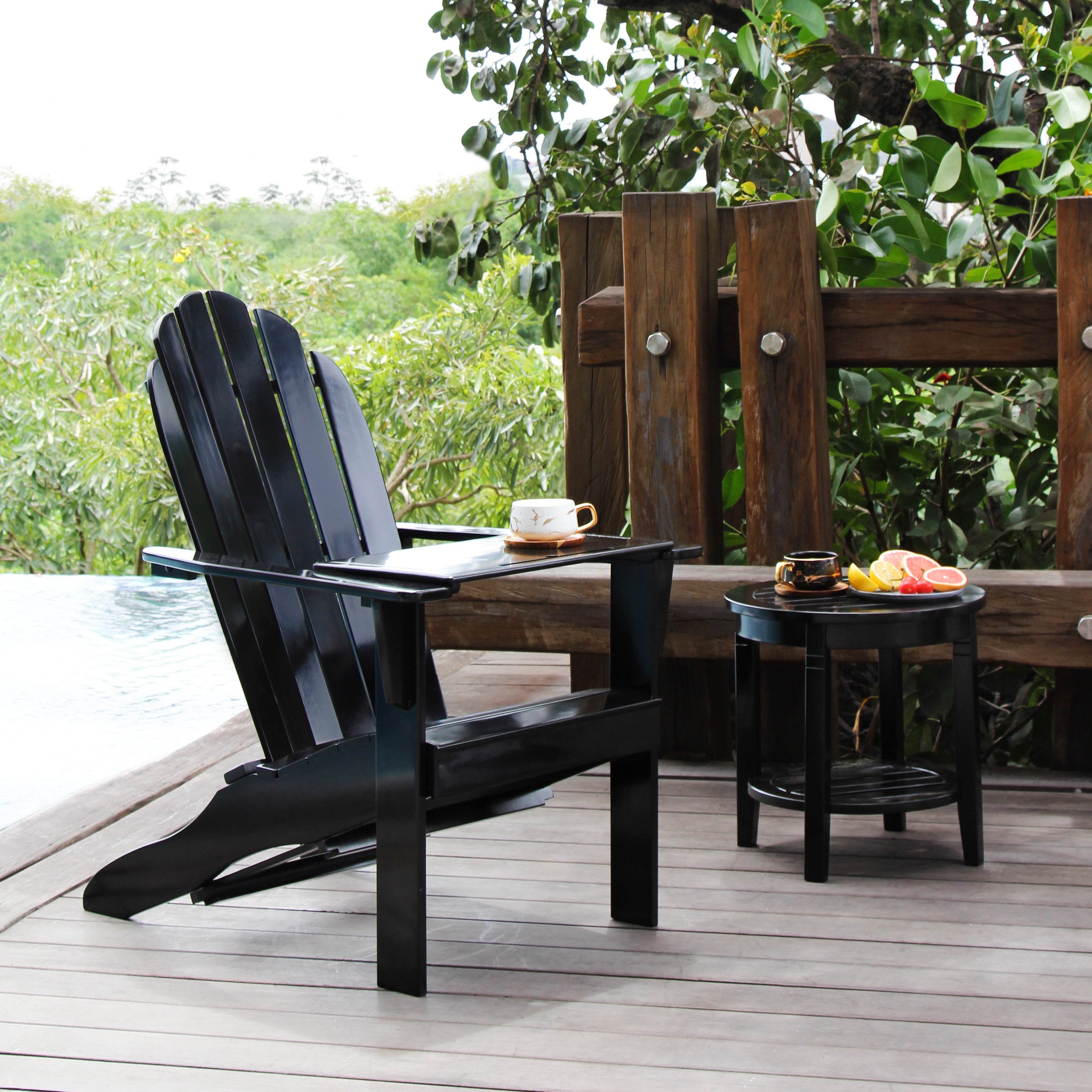 Moni Mahogany Wood Black Adirondack Chair FREE Tray Table - Image 10