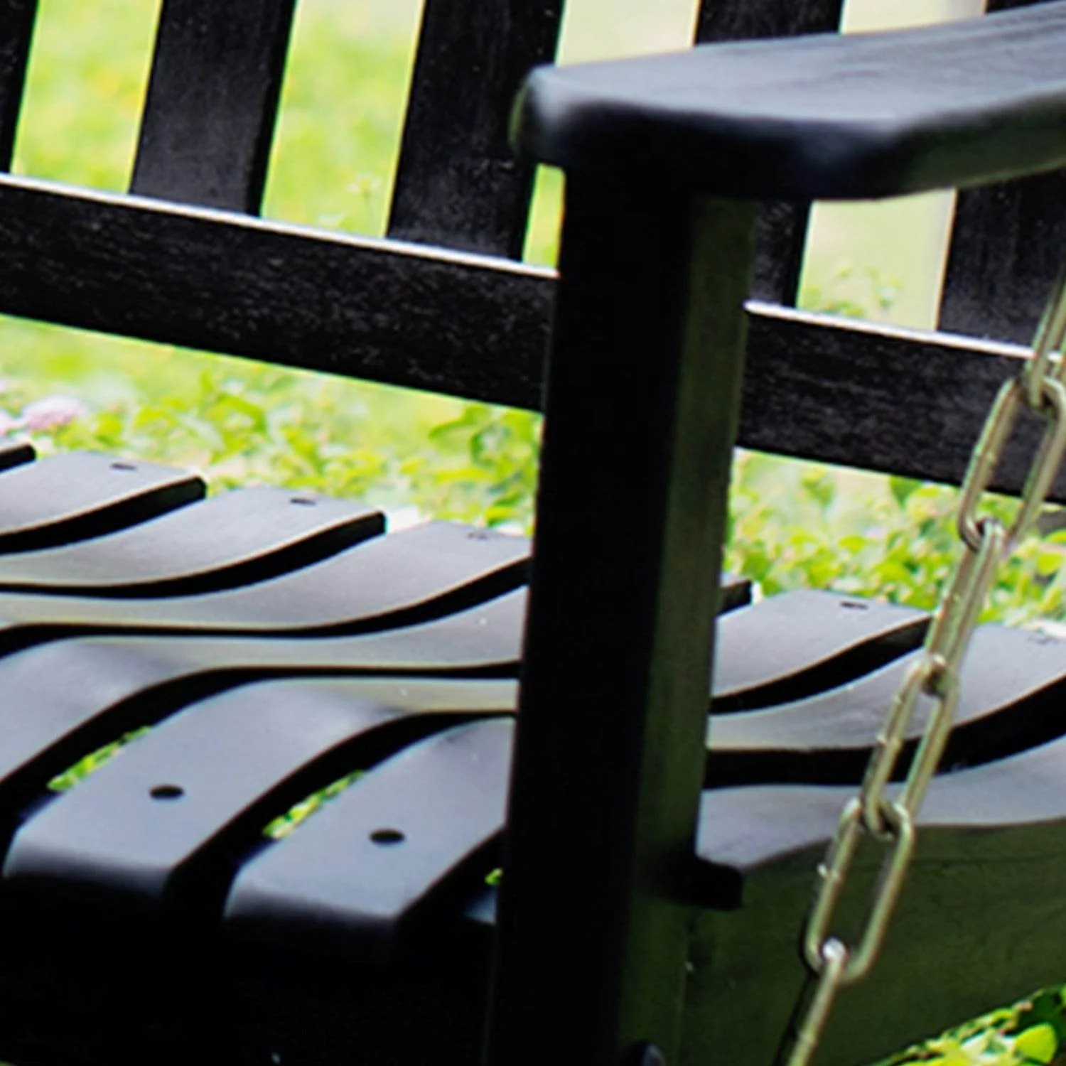 Moni Mahogany Wood Black Porch Swing - Image 7