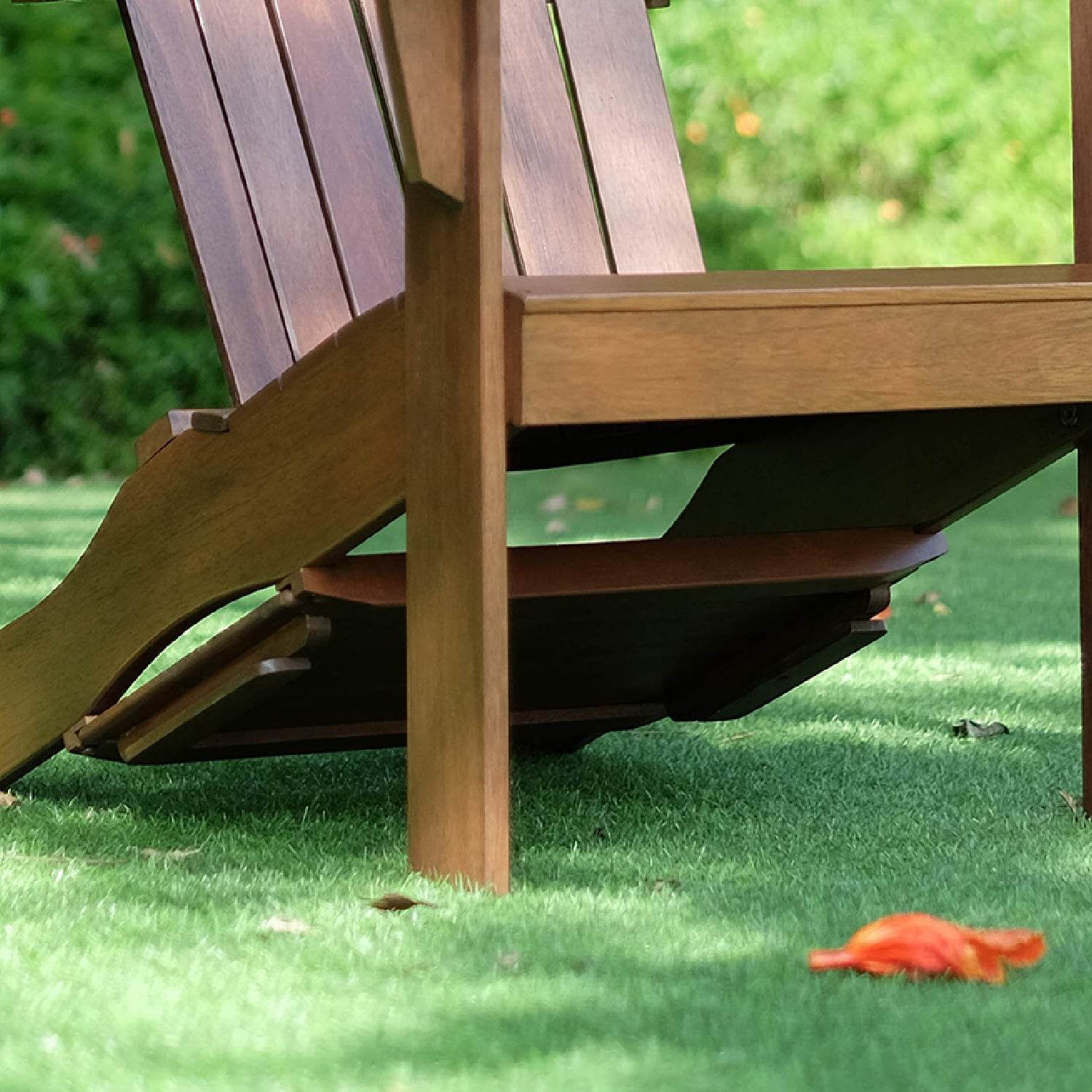 Moni Mahogany Wood Natural Brown Adirondack Chair FREE Tray Table - Image 10