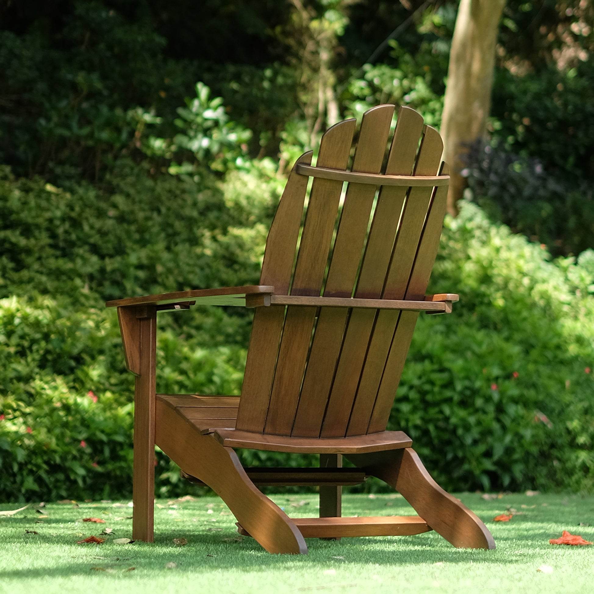 Moni Mahogany Wood Natural Brown Adirondack Chair FREE Tray Table - Image 7